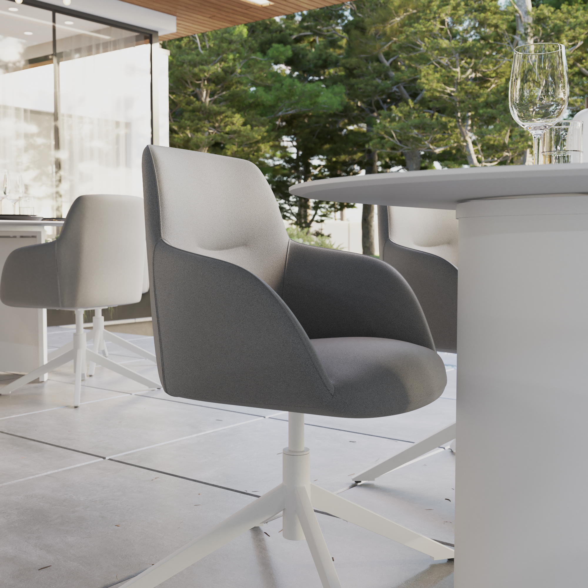 Fauteuil haut ajustable blanc et gris Neptune NATERIAL - 2