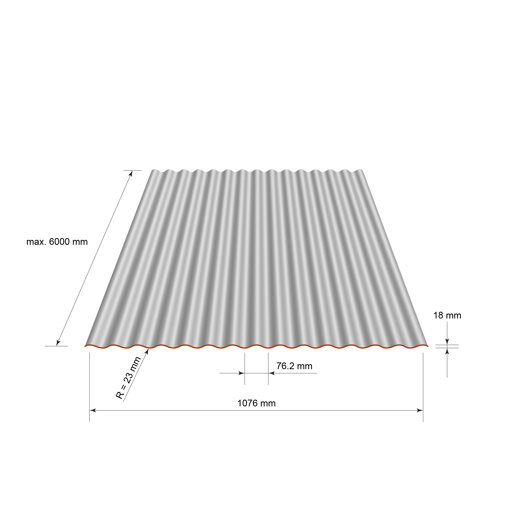 Plaque de couverture, ondulé , gris, l.110.2 x L.200 cm, H.18 mm, Ep.0.5 mm - 4