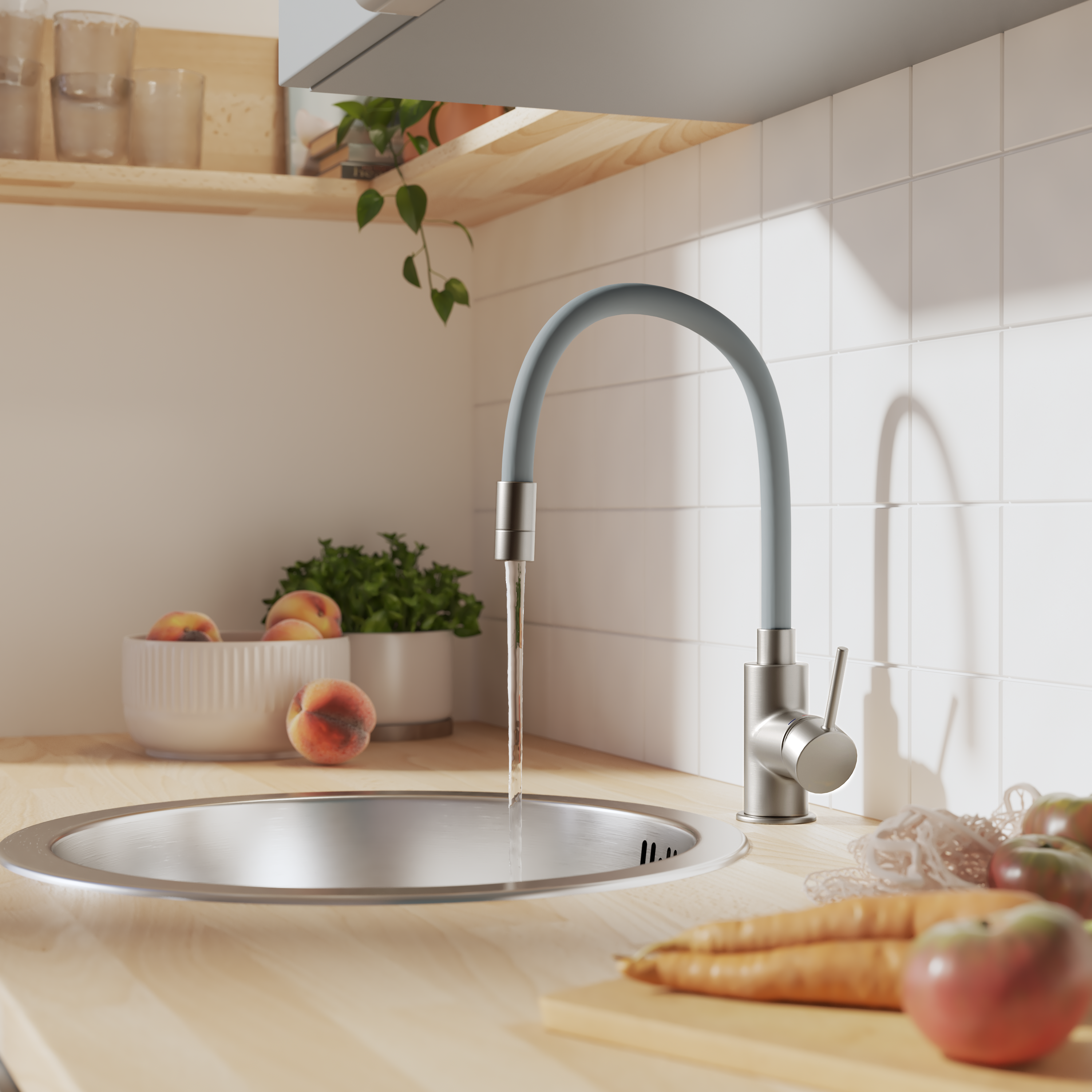 Robinet de cuisine avec bec flexible DELINIA Eleki gris - 7