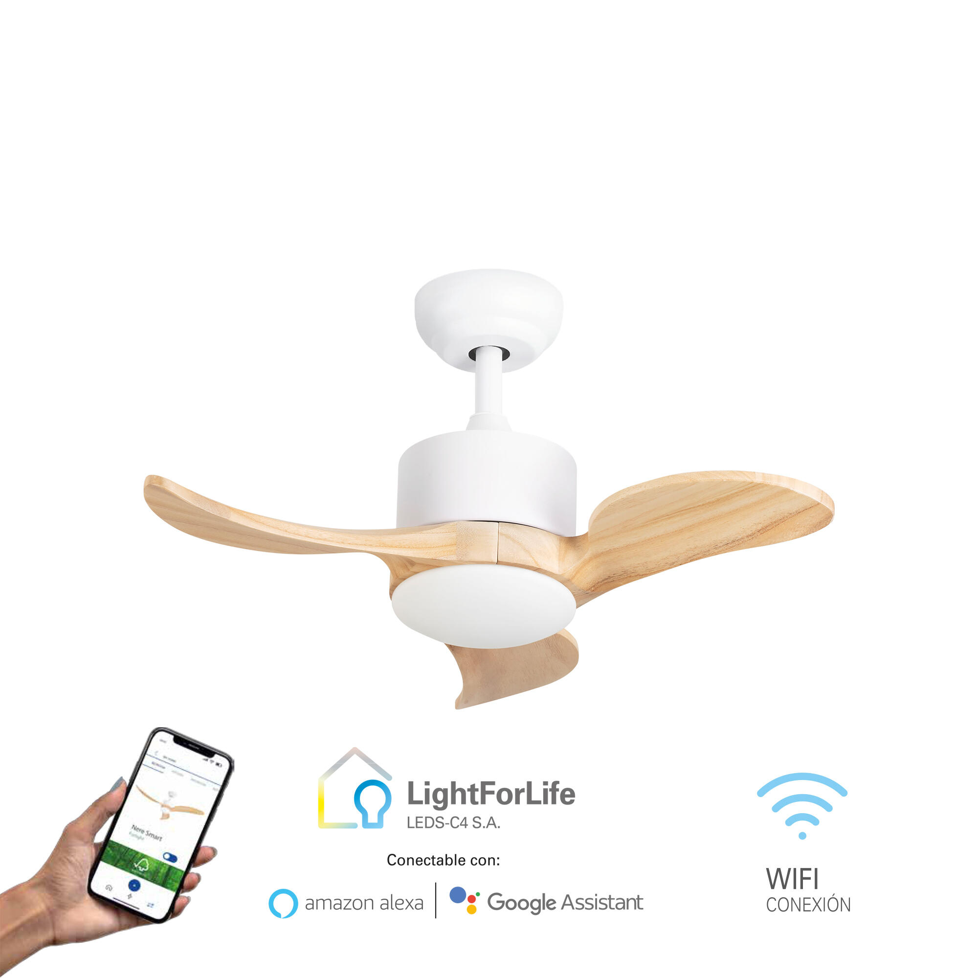 Ventilador de techo con luz silencioso DC Forlight Nere blanco 92 cm - 8