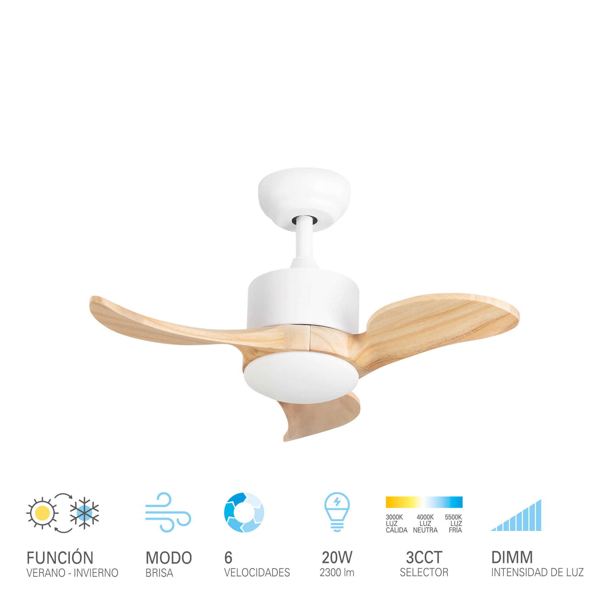 Ventilador de techo con luz silencioso DC Forlight Nere blanco 92 cm - 4