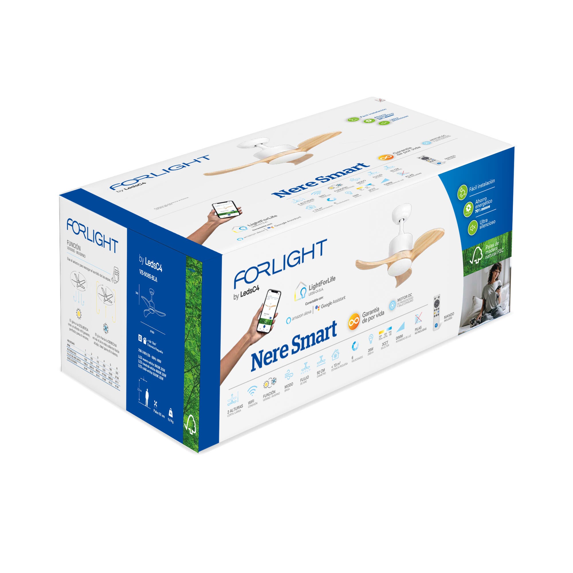 Ventilador de techo con luz silencioso DC Forlight Nere blanco 92 cm - 7