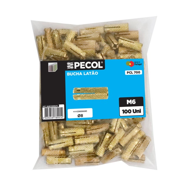 100 buchas de latão m6 PECOL