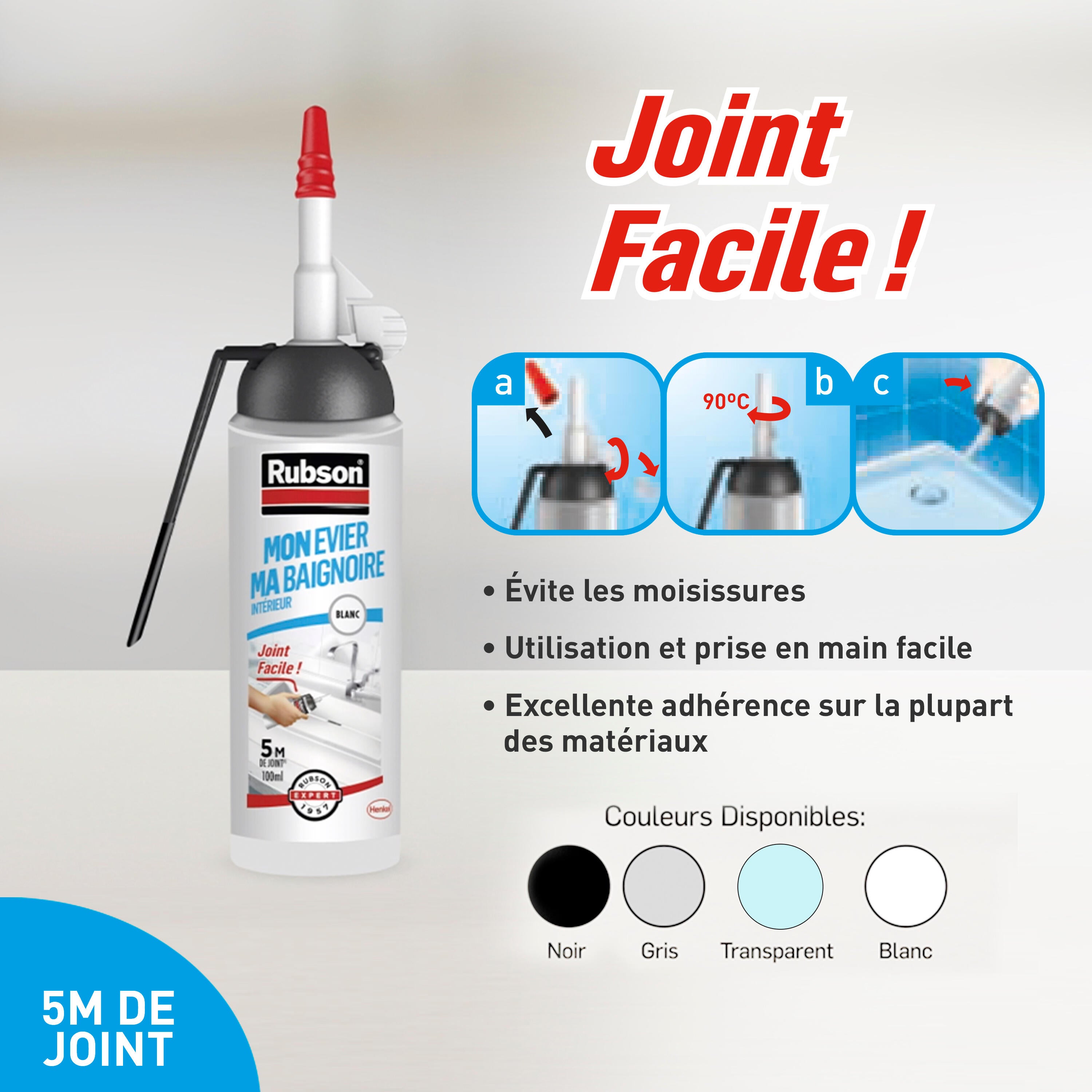 Silicone Mon evier, ma baignoire RUBSON blanc, 100 ml - 2