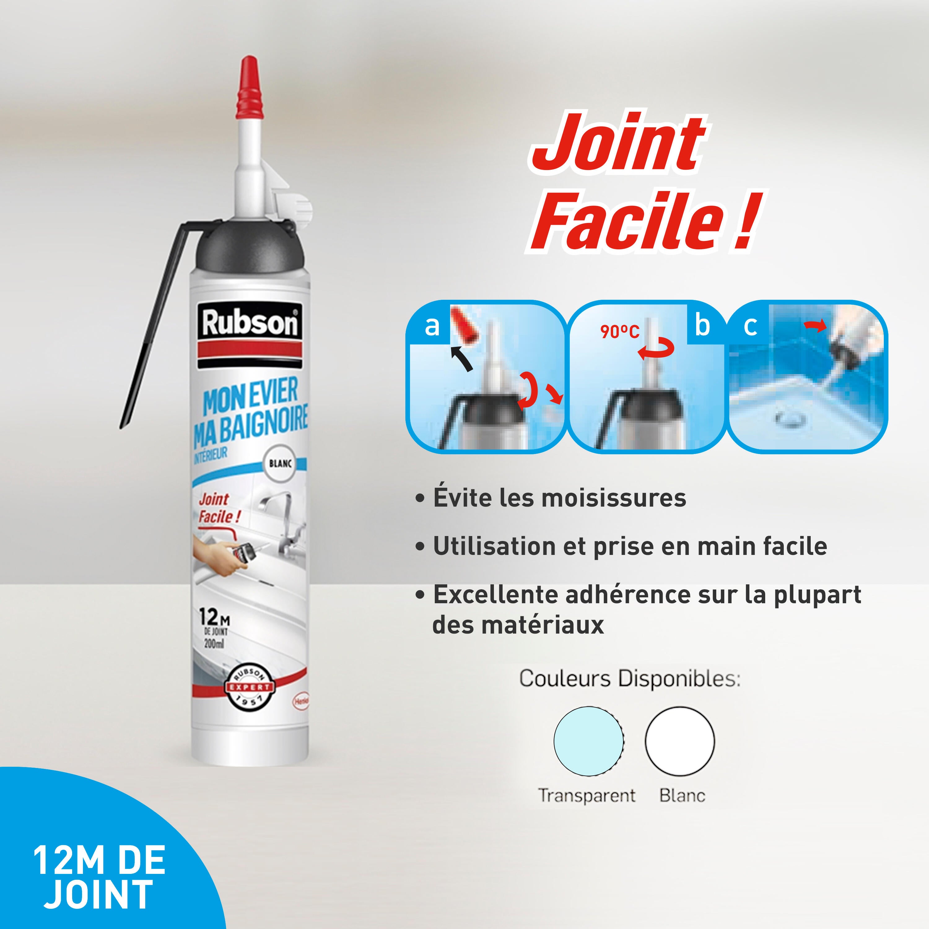 Silicone Mon evier, ma baignoire RUBSON blanc, 200 ml - 2