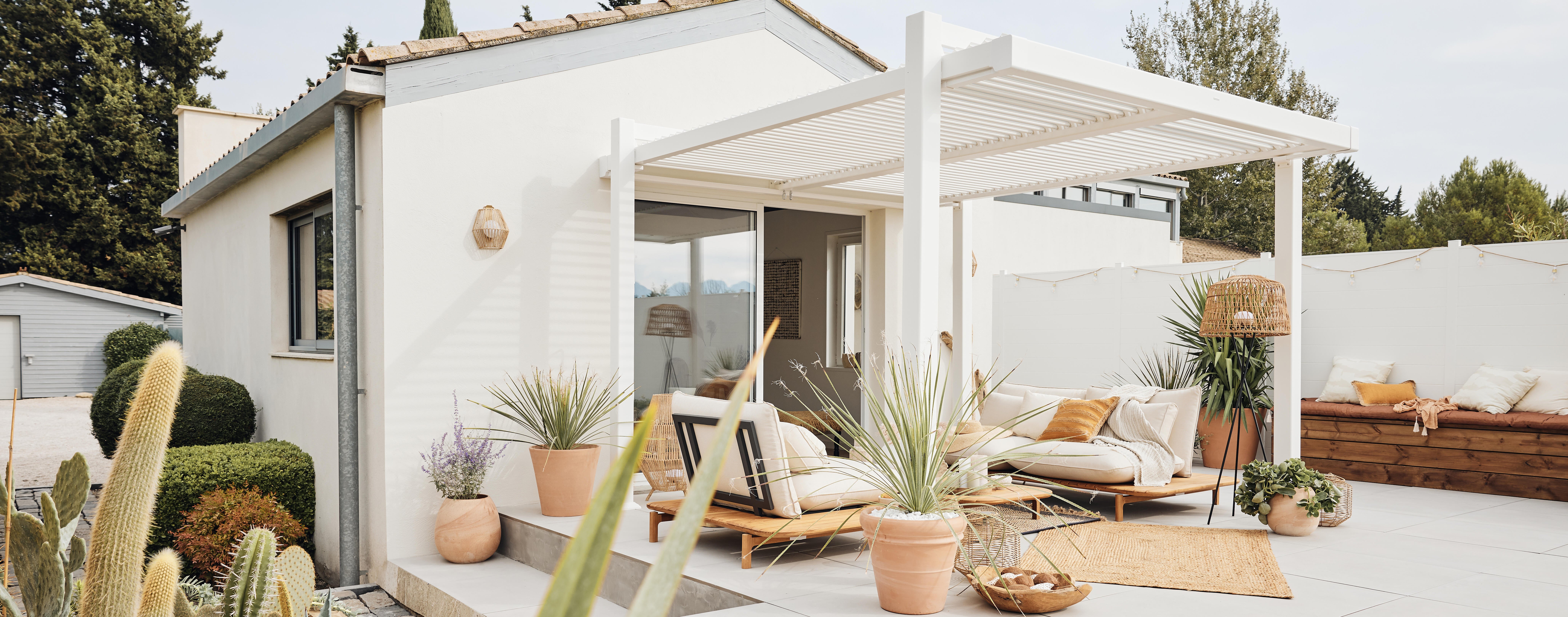 Pergola autoportante NATERIAL Odyssea / persea aluminium blanc, 11.52 m² - 5