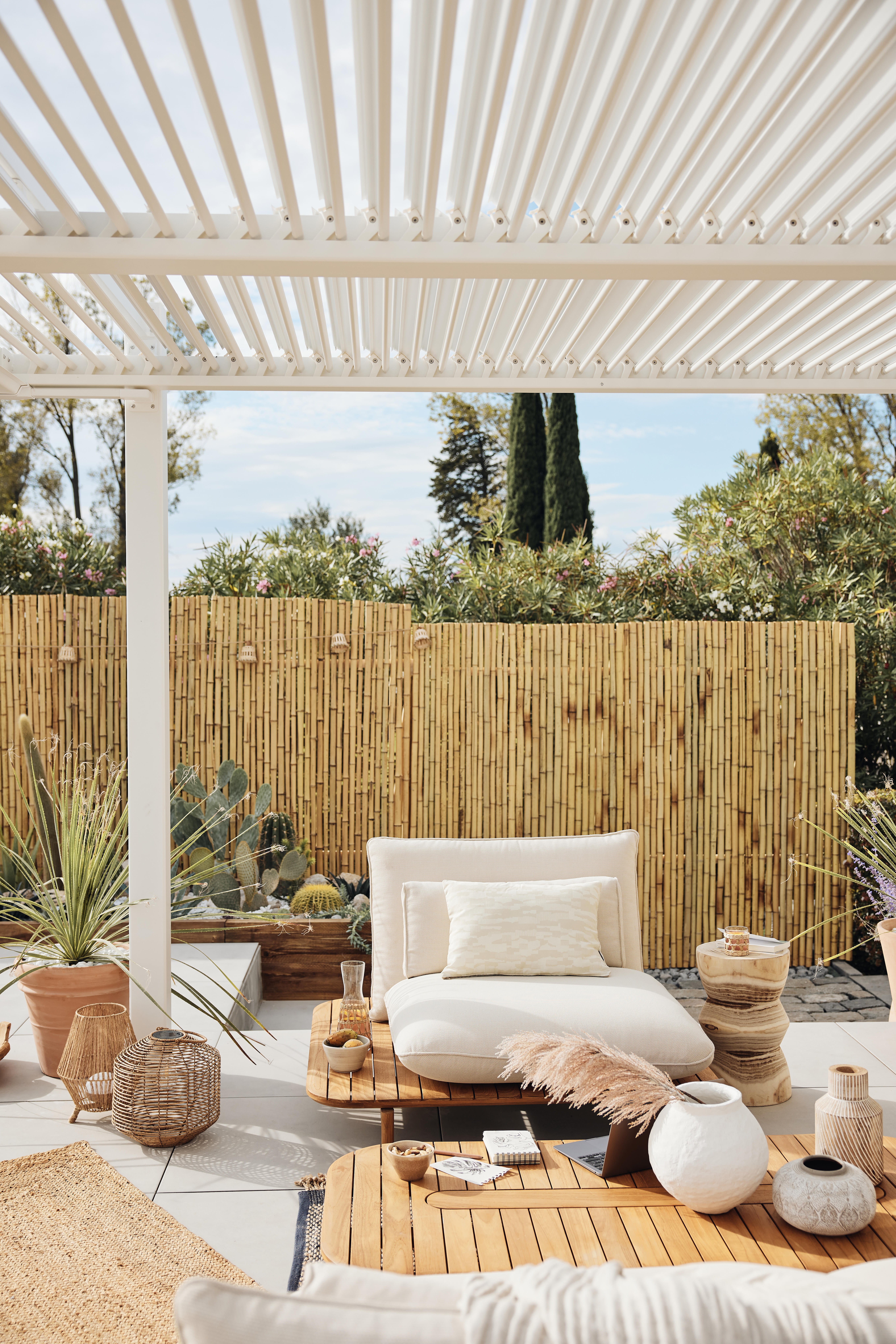 Pergola autoportante NATERIAL Odyssea / persea aluminium blanc, 11.52 m² - 2