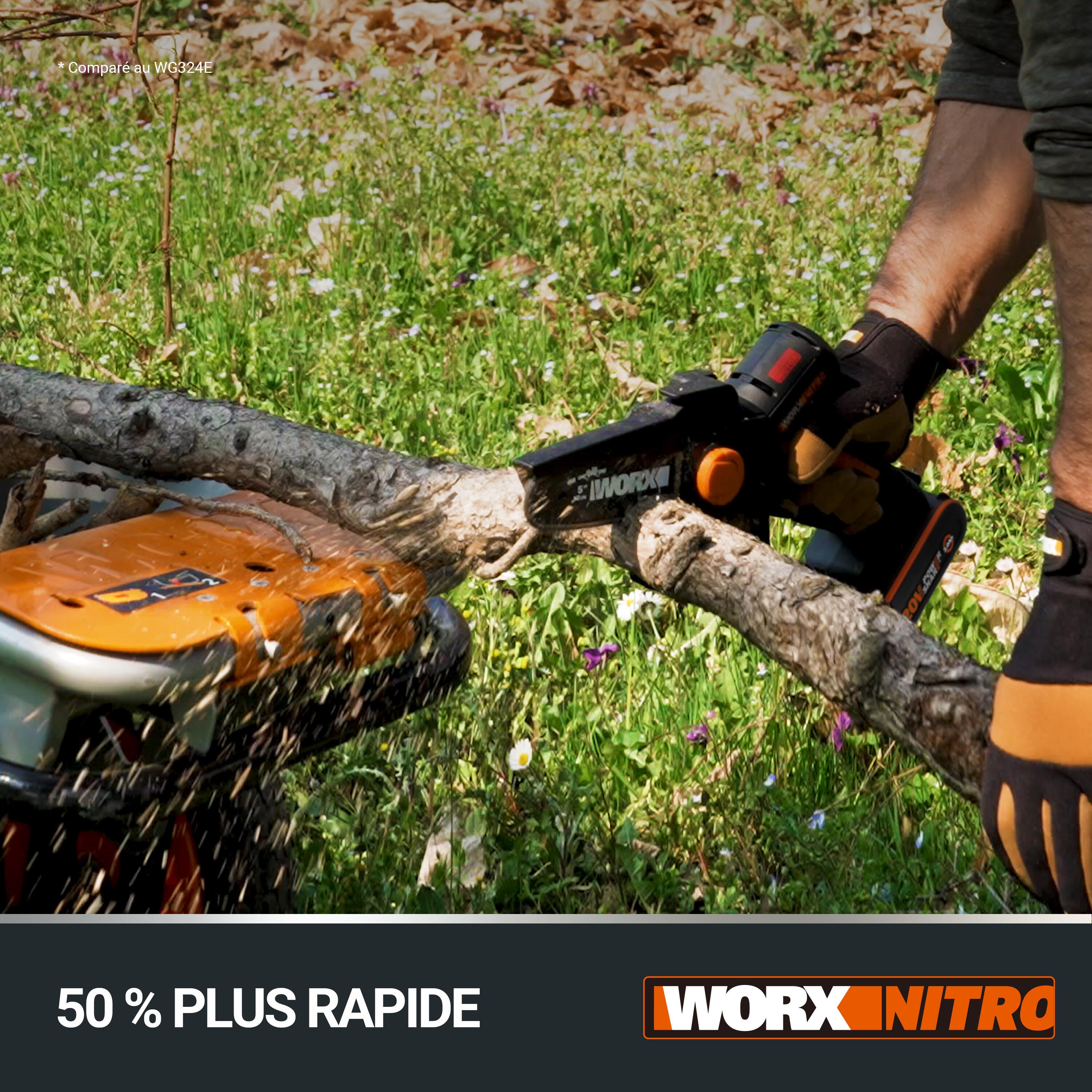 Tronçonneuse élagueuse sur batterie WORX Wg325e 20 V, guide de 12 cm - 3