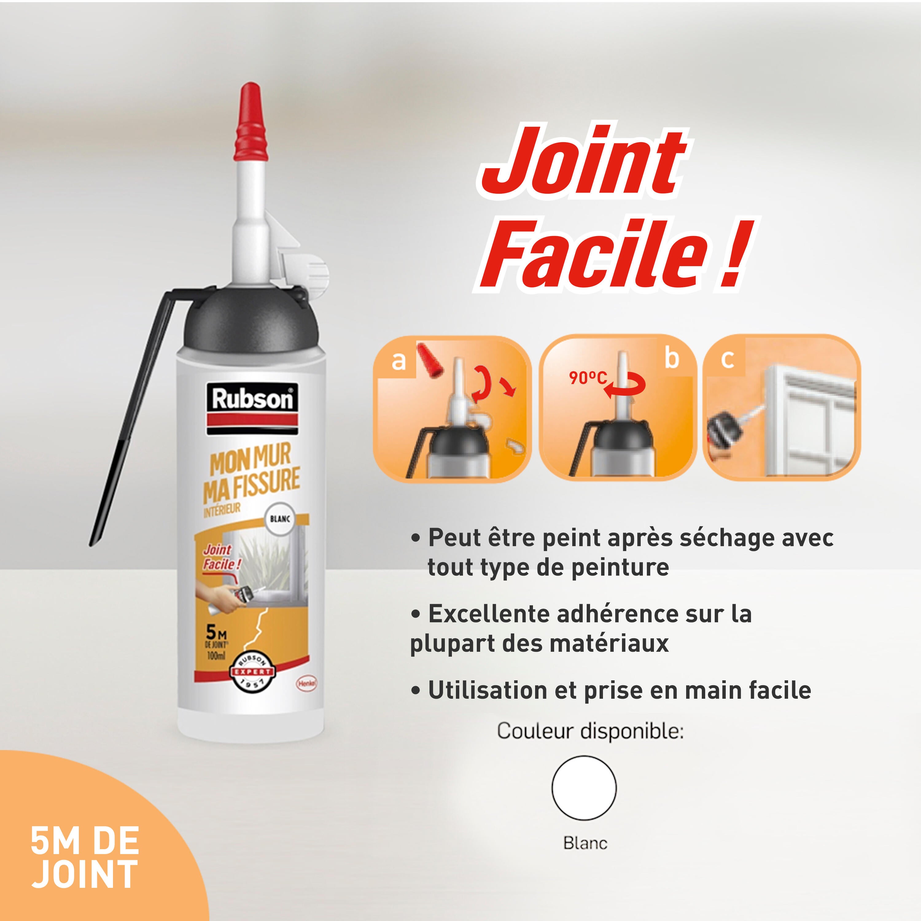 Mastic d'étanchéité Mon mur, ma fissure RUBSON blanc 100ml - 2