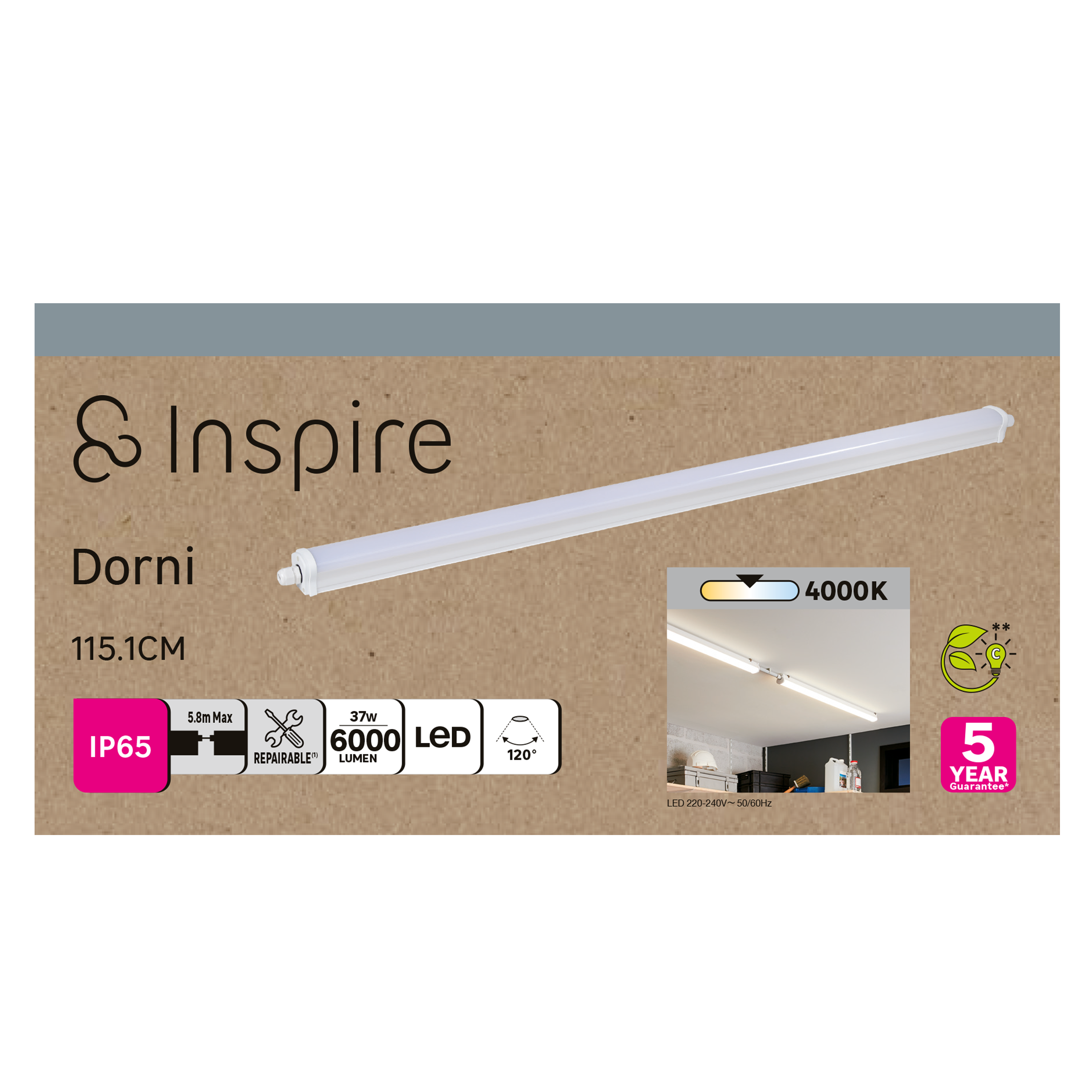 Réglette garage Led étanche L.115,1 cm 6000 lm blanc neutre Dorni INSPIRE - 4