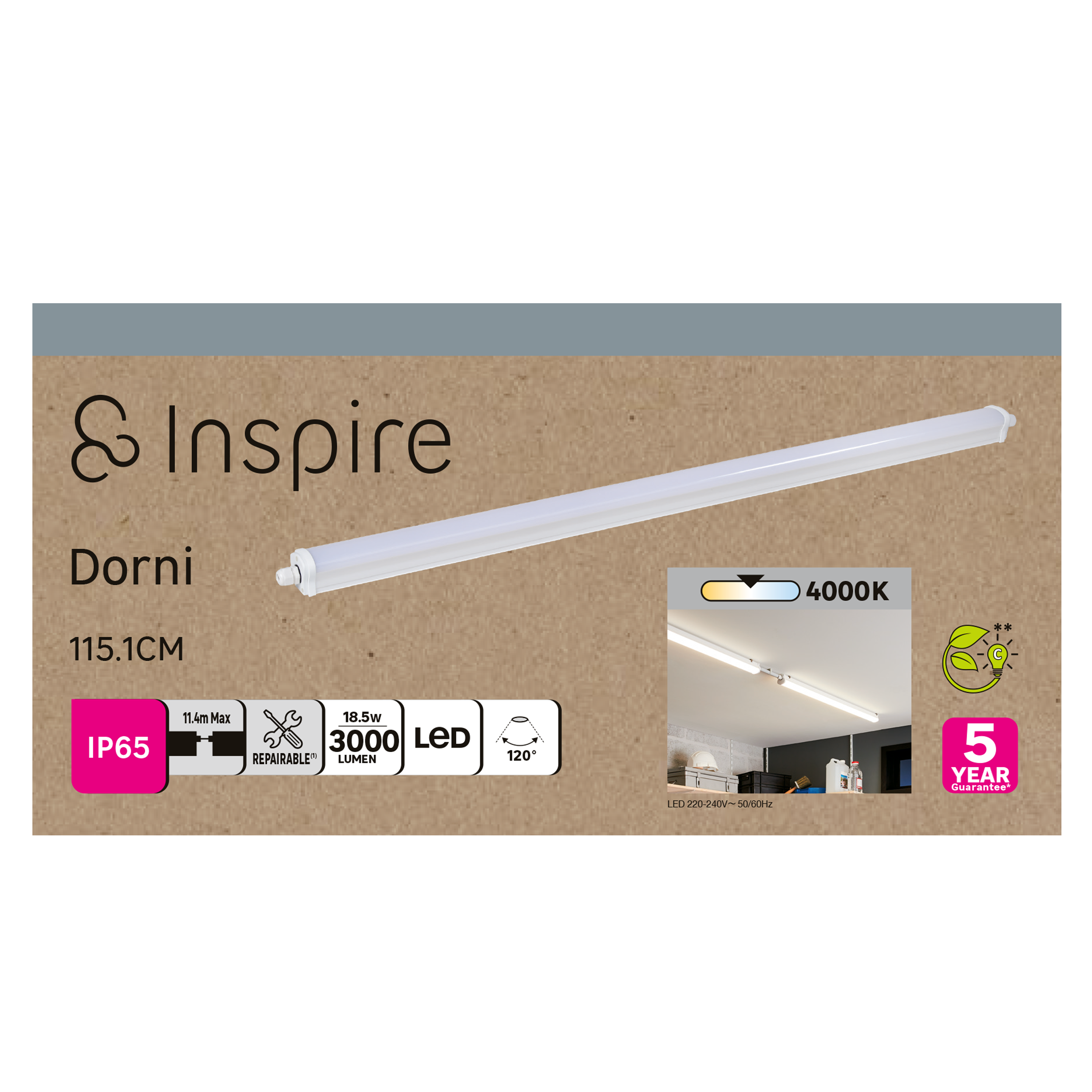 Réglette garage Led étanche L.115,1 cm 3000 lm blanc neutre Dorni INSPIRE - 9