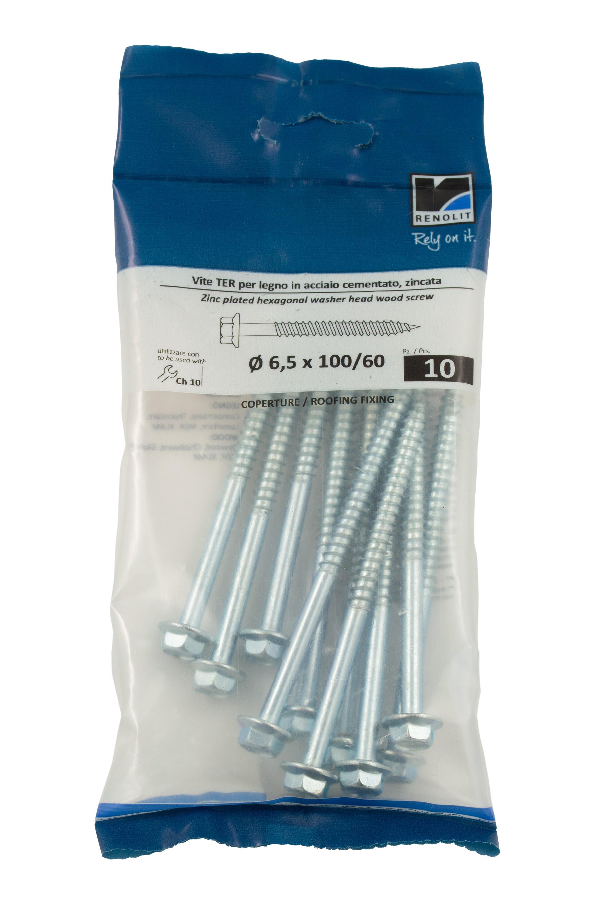 Kit de 10 vis bois 6.5 x 100 mm 30Coppi RENOLIT - 3