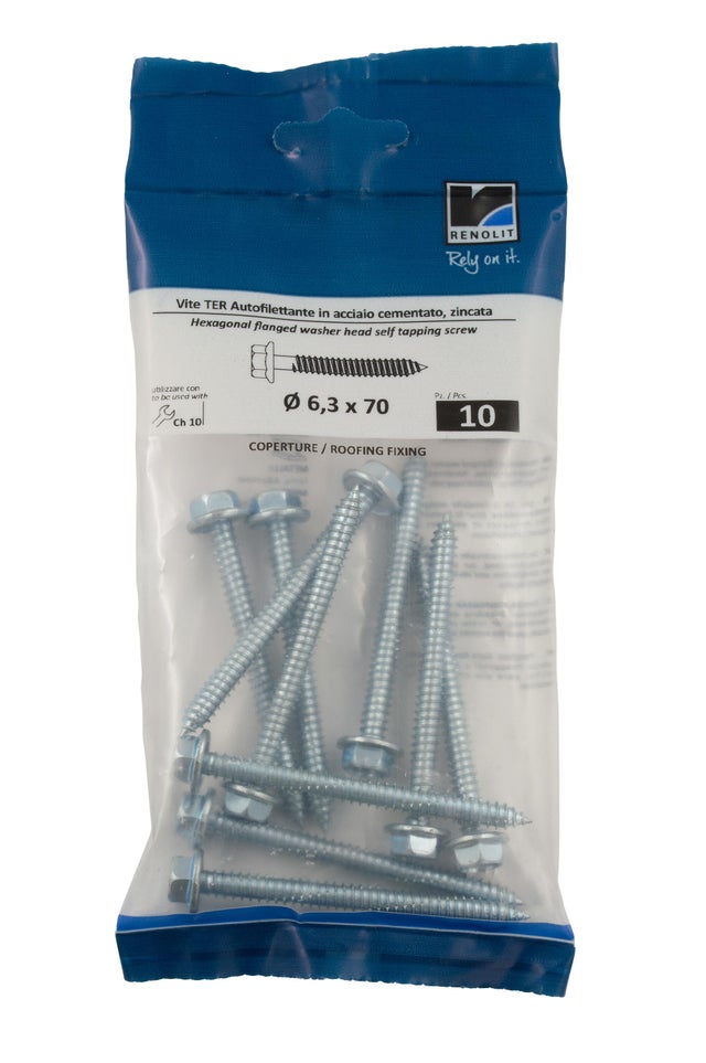 Kit de 10 vis acier 6.3 x 70 mm Laromana RENOLIT