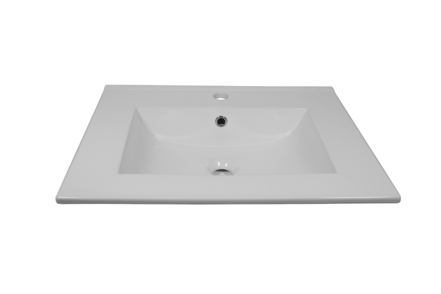 Lavabo a incasso rettangolare vasca centrale Essential L 61 x H 16 x P 46 cm in ceramica bianco lucido