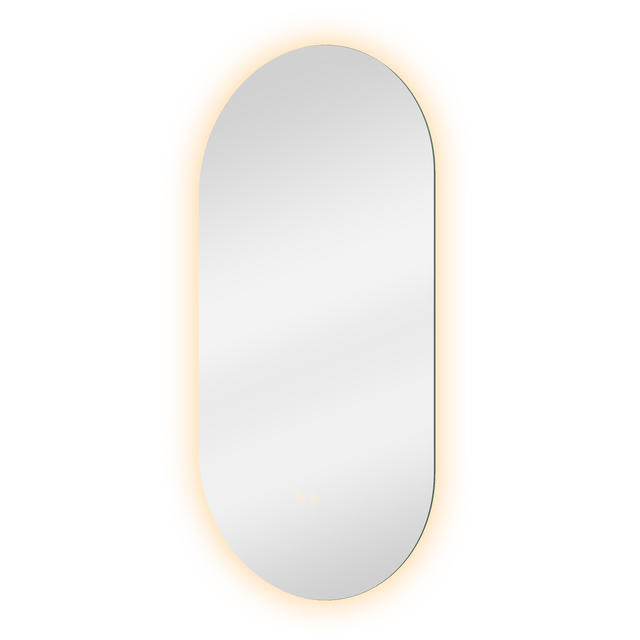 Specchio da parete ovale 45x105 cm per bagno con luce LED e antivapore