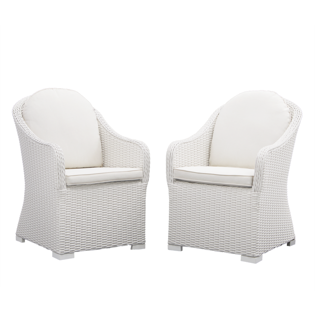 Poltrona da giardino con cuscino bianco e braccioli Luma NATERIAL da 2 posti, struttura in alluminio seduta in rattan sintetico bianco, L 57 x H 88 x P 59.5 cm, set da 2 pezzi