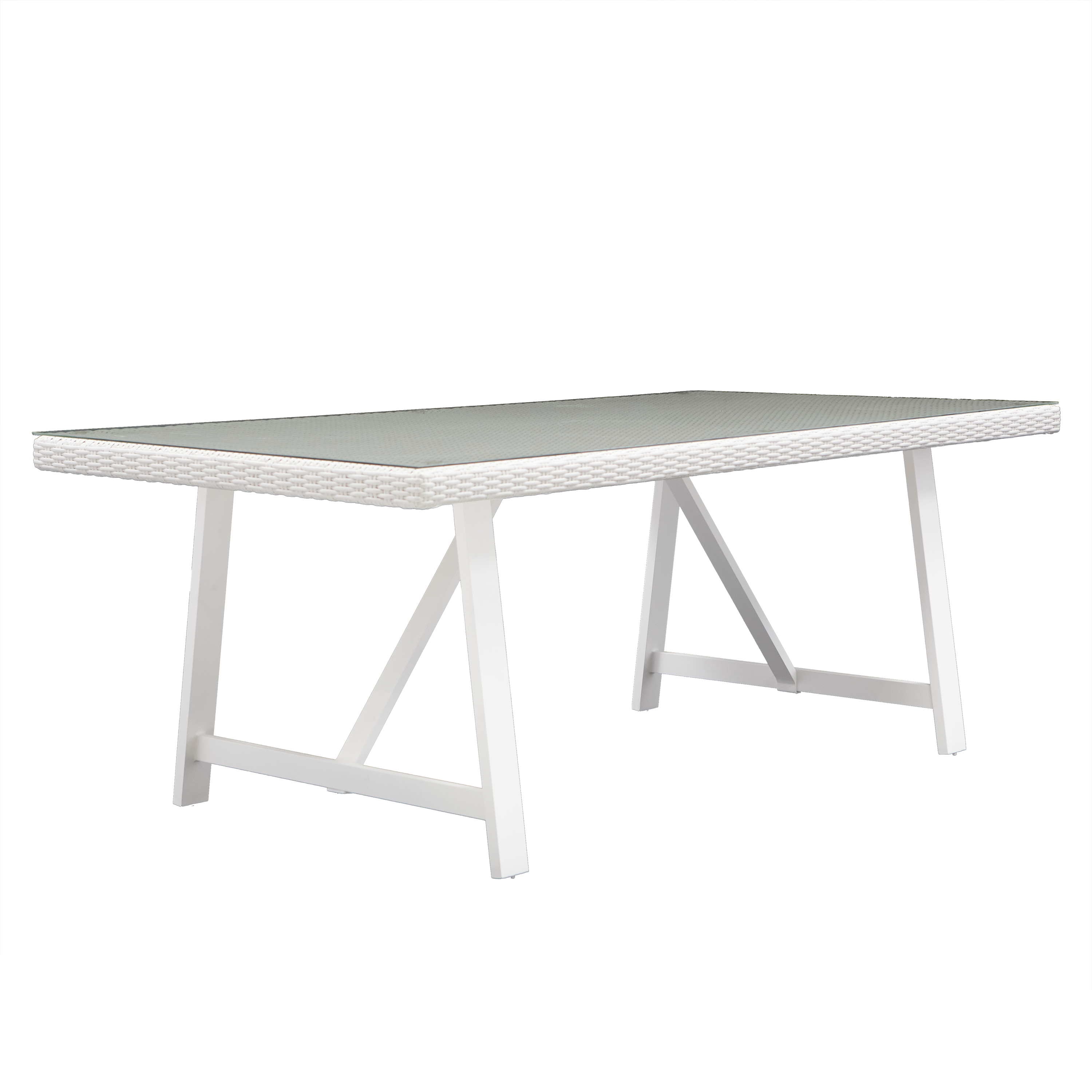 Mesa de jardín naterial luma de aluminio blanco de 101.5 x 75 x 201.5 cm