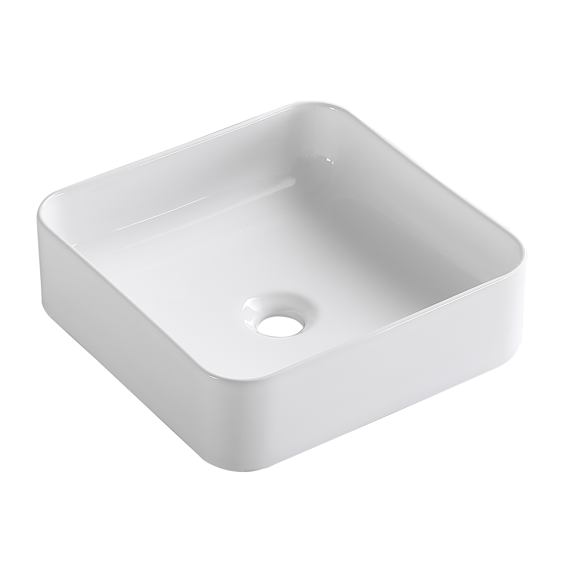 Lavabo da appoggio Studio SENSEA Studio quadrato in ceramica L 36 x H 12 x P 36 cm bianco lucido piletta non inclusa - 5