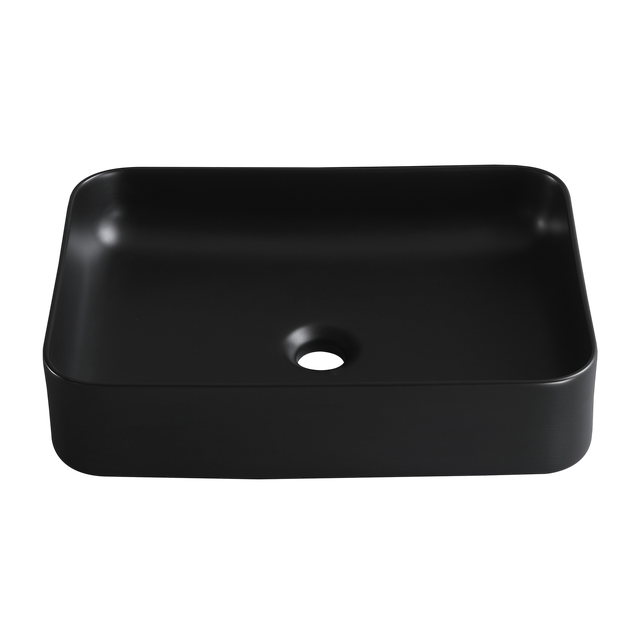 Lavabo da appoggio Studio SENSEA Studio rettangolare in ceramica L 50 x H 12 x P 36 cm nero opaco piletta non inclusa