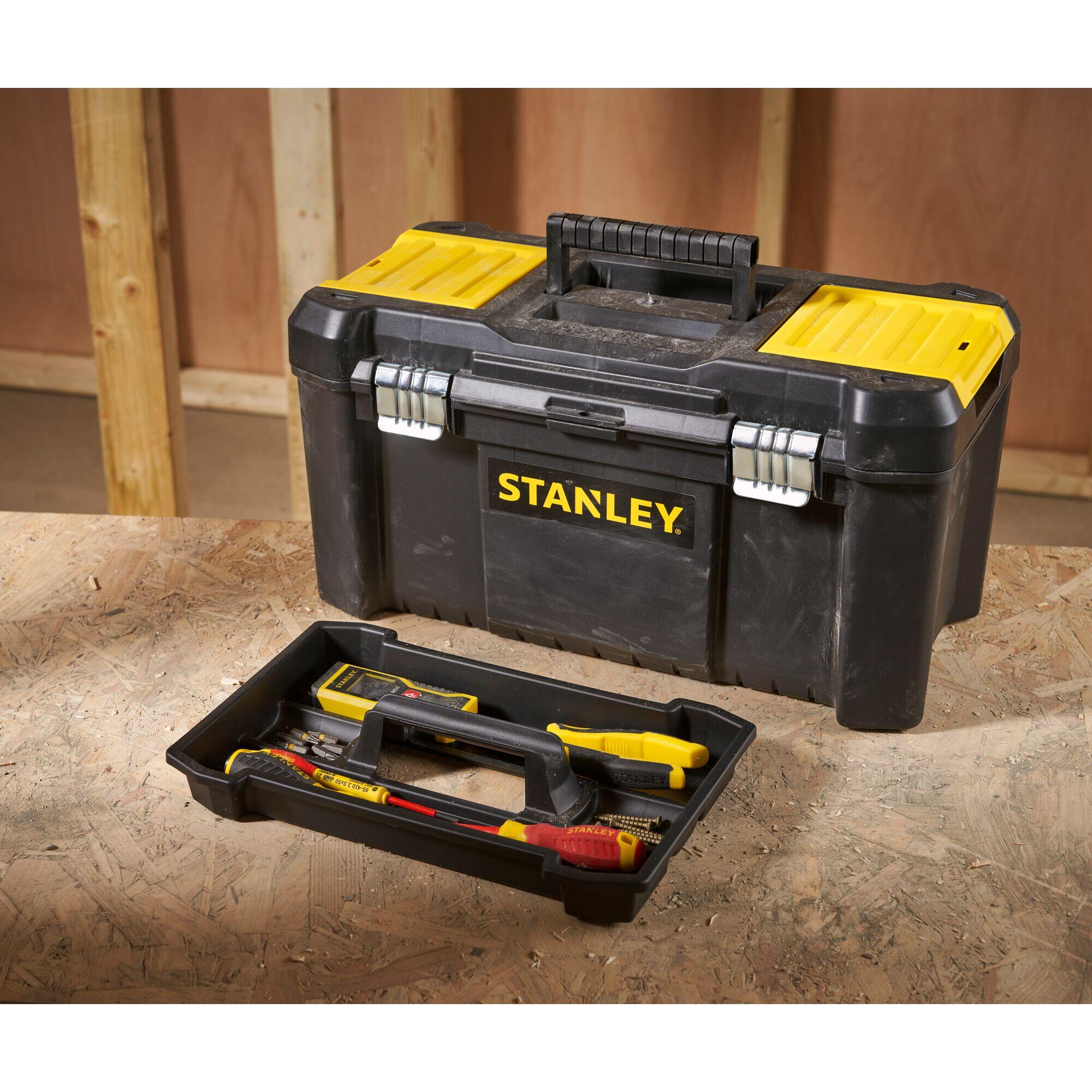 STANLEY Kit Organizzazione Parete 20 Pezzi - 2 Binari 120cm, 16 Ganci, 4 Tappi Per Garage E Officina, Grigio - Foto 11