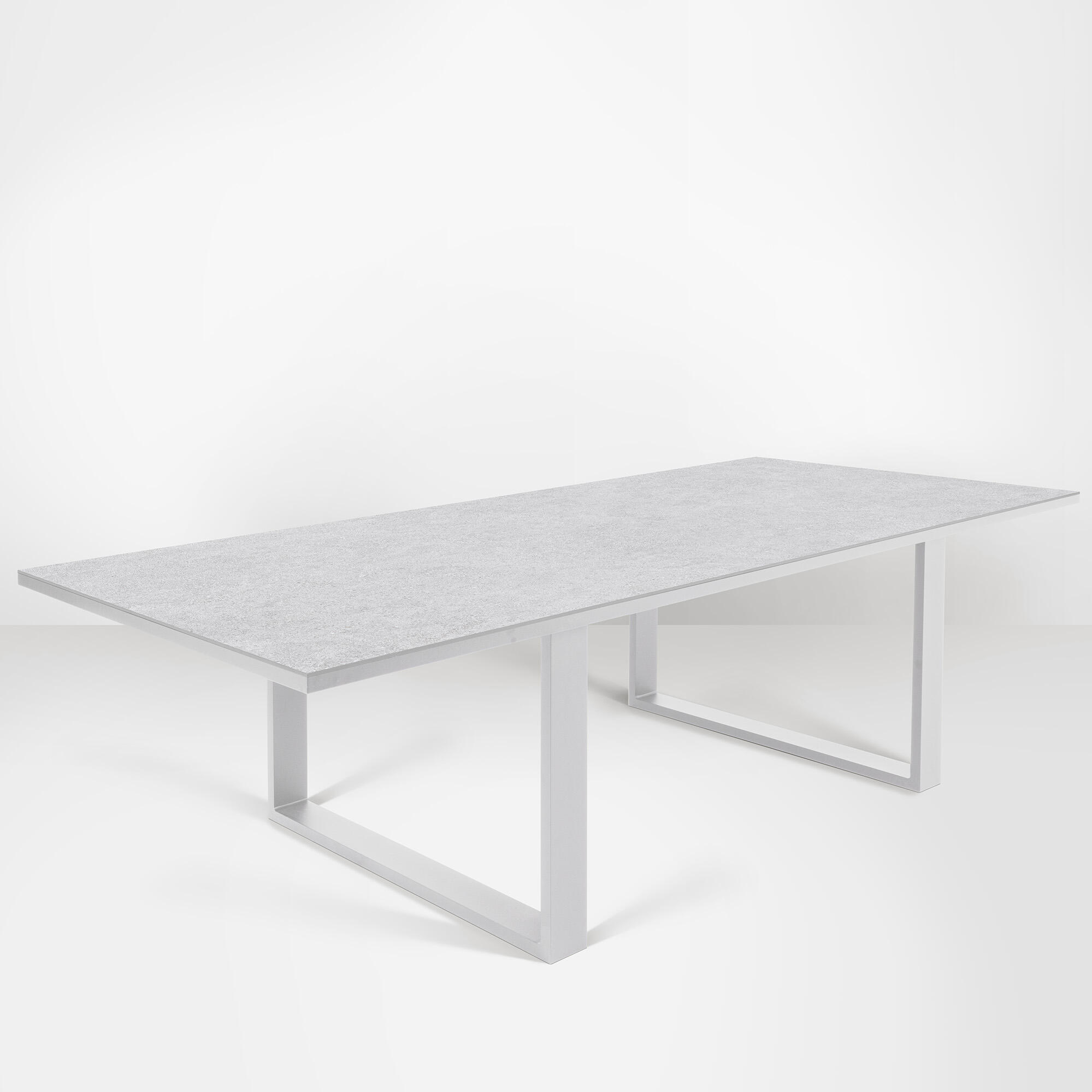 mesa de jardin de aluminio y ceramica new kore blanco de 120x73x260 cm