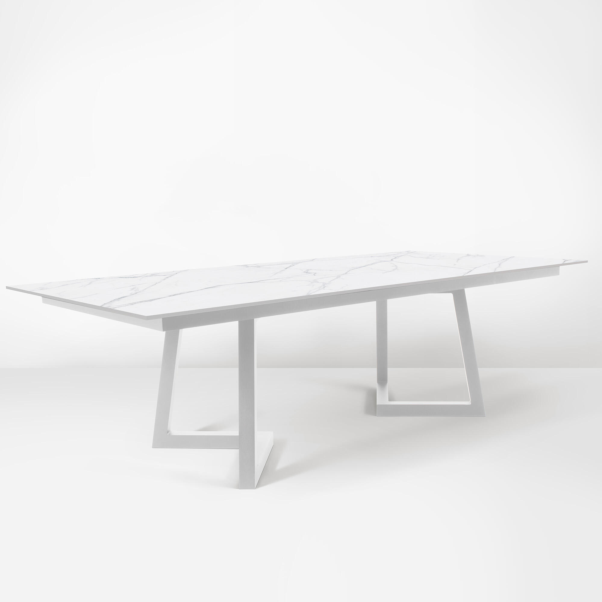 mesa de jardin de aluminio y ceramica itaca xxl blanco de 120x73x260 cm