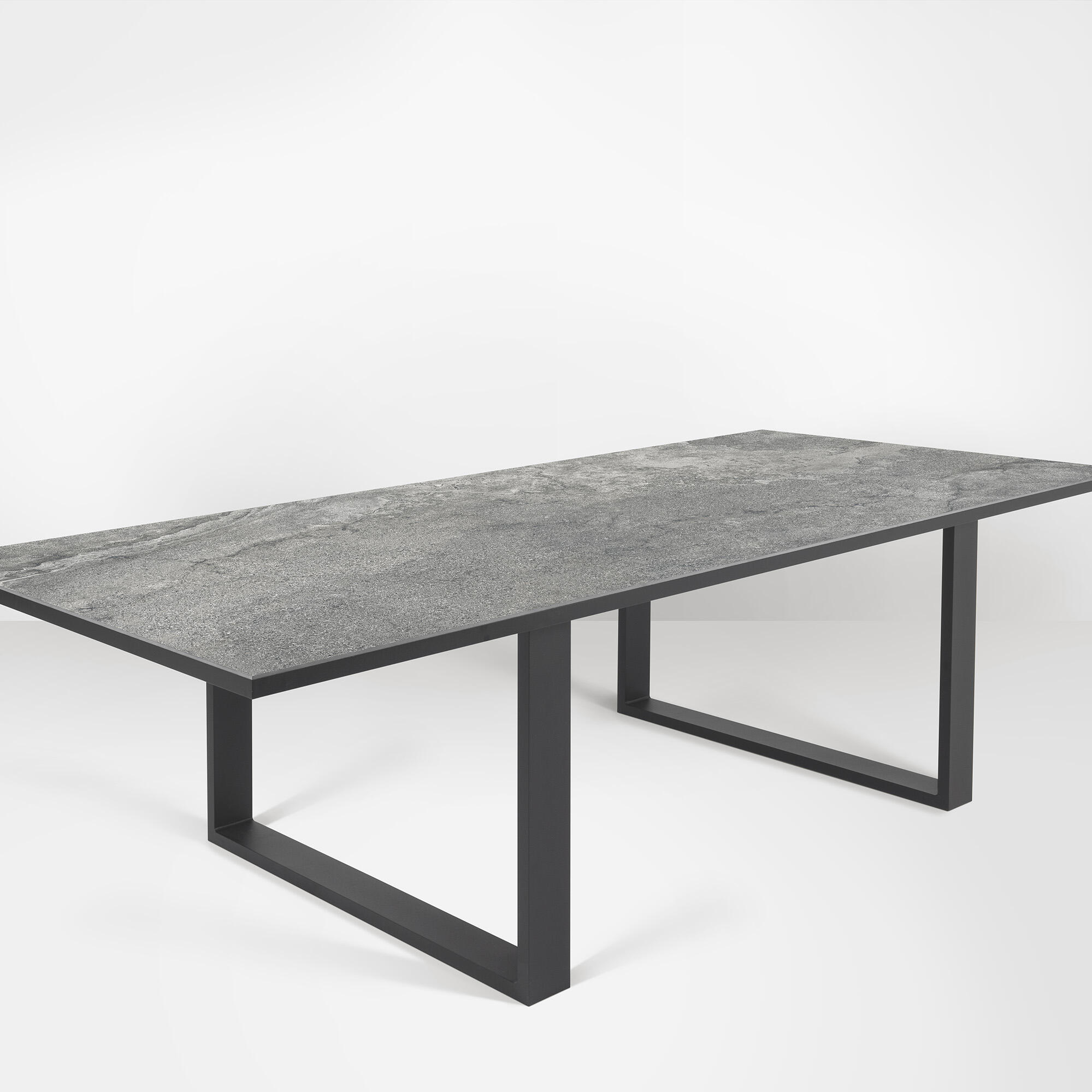 Mesa de jardín de aluminio y cerámica new kore antracita de 90x73x180 cm