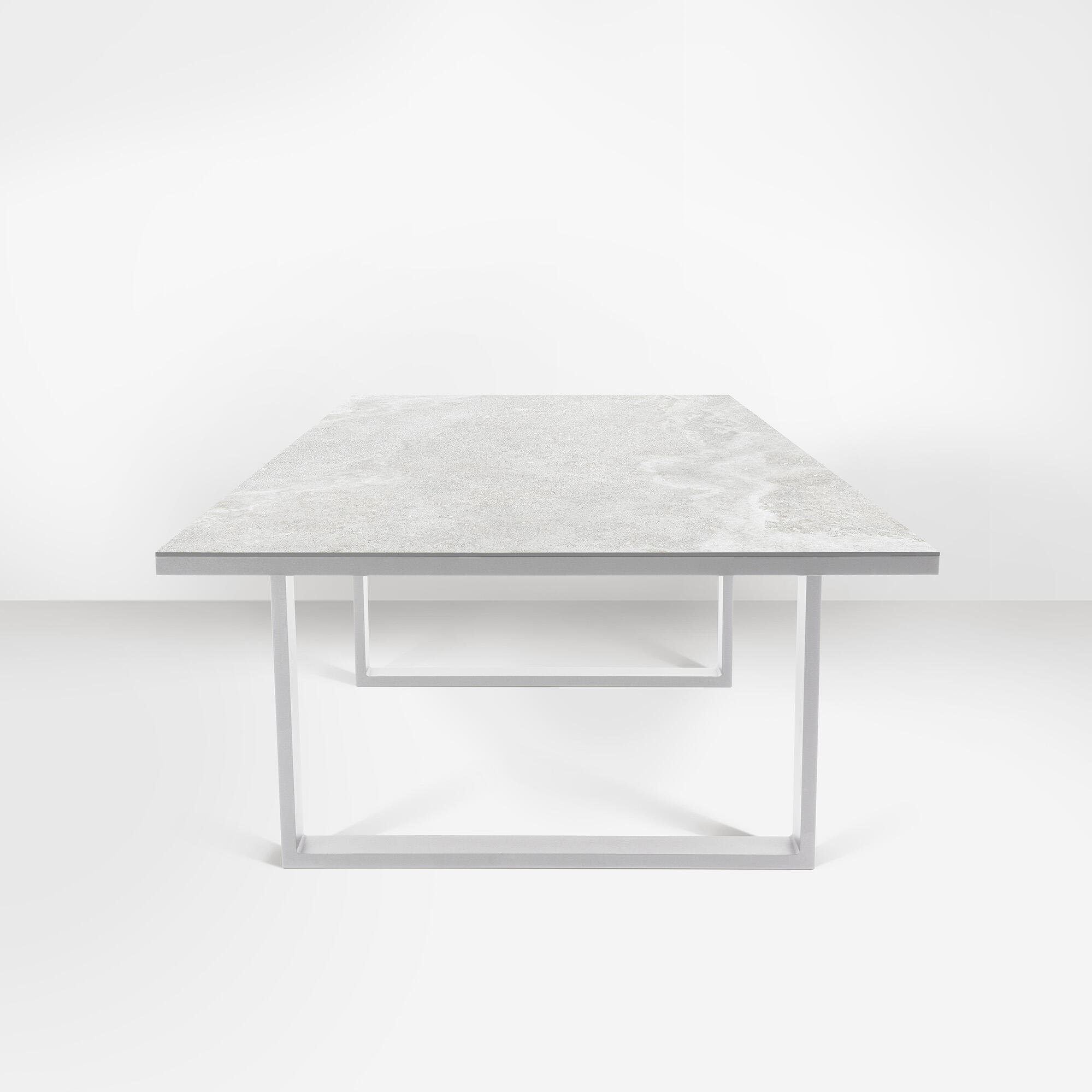 Mesa de jardín de aluminio y cerámica new kore blanco de 90x73x180 cm