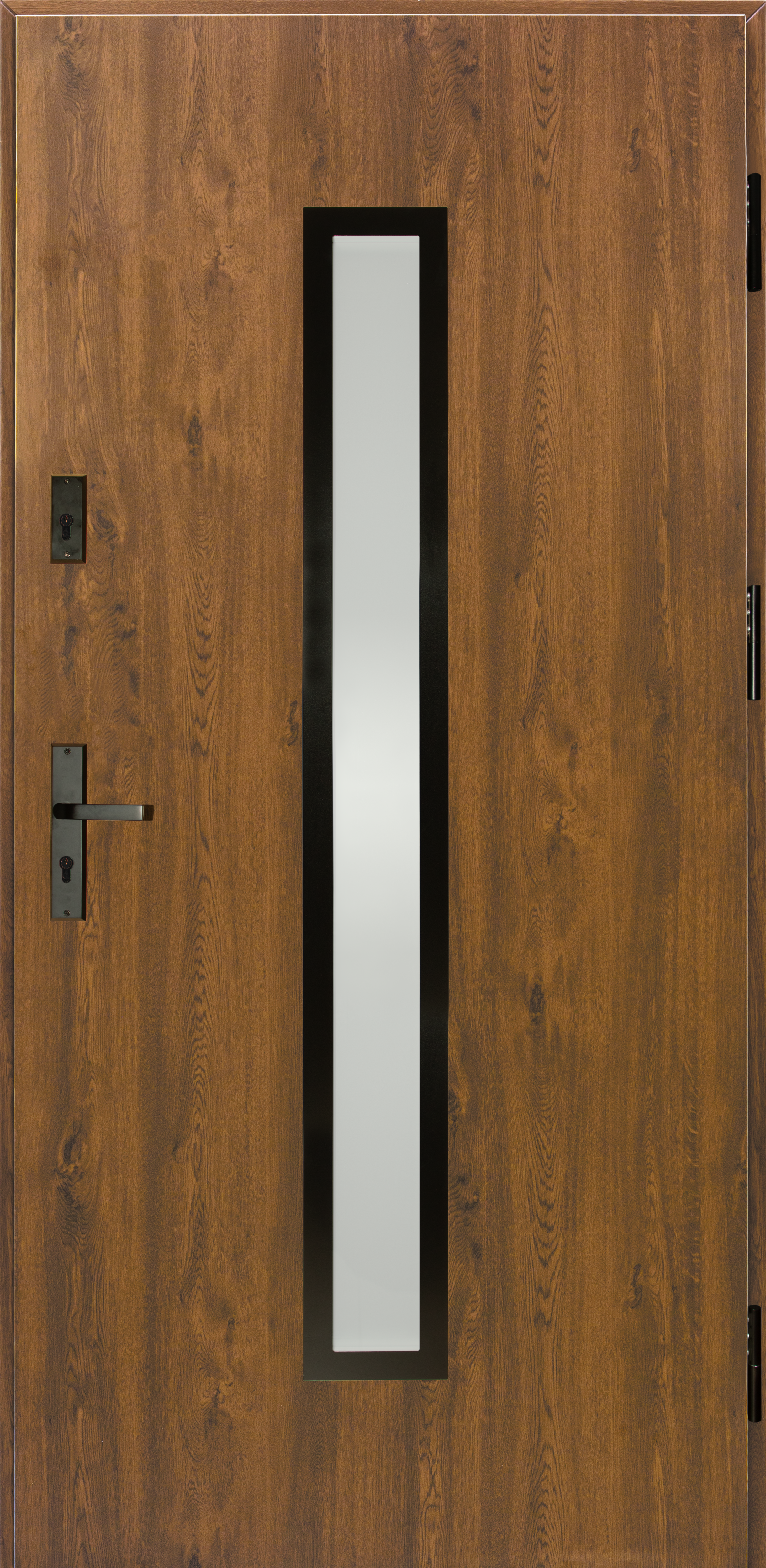 Drzwi zewnętrzne stalowe wejściowe Auria Passive orzechowe 90 prawe Splendoor