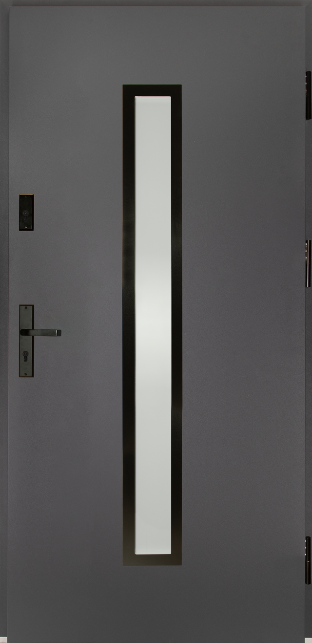 Drzwi zewnętrzne stalowe wejściowe Auria Passive antracytowe 90 prawe Splendoor