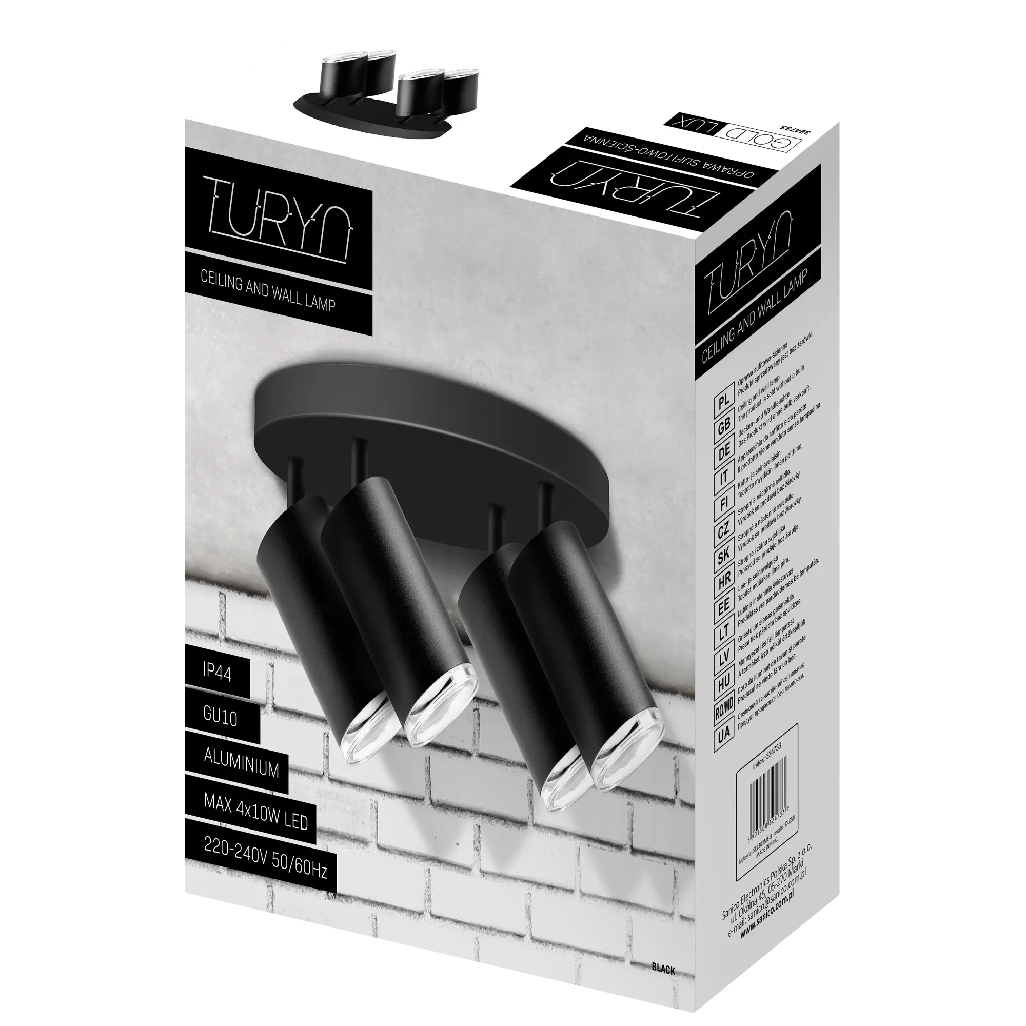 Plafon Turyn czarny 4 x GU10 IP44 LED Goldlux - 8