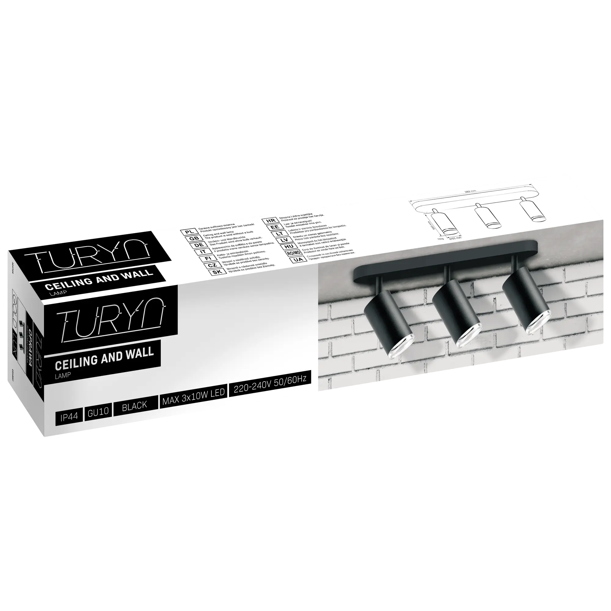 Listwa reflektorowa Turyn czarna 3 x GU10 IP44 LED Goldlux - 7