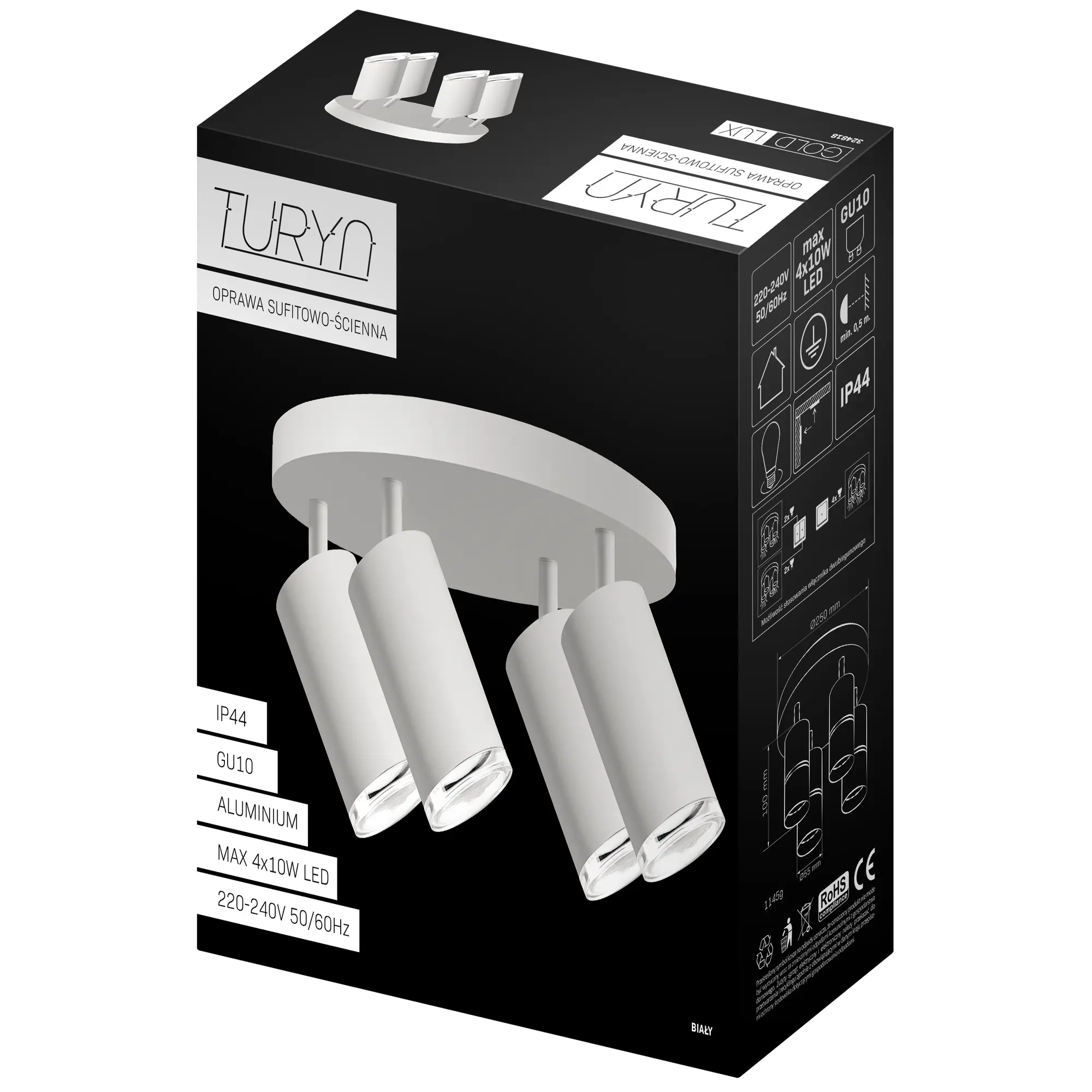 Plafon Turyn biały 4 x GU10 IP44 LED Goldlux - 6