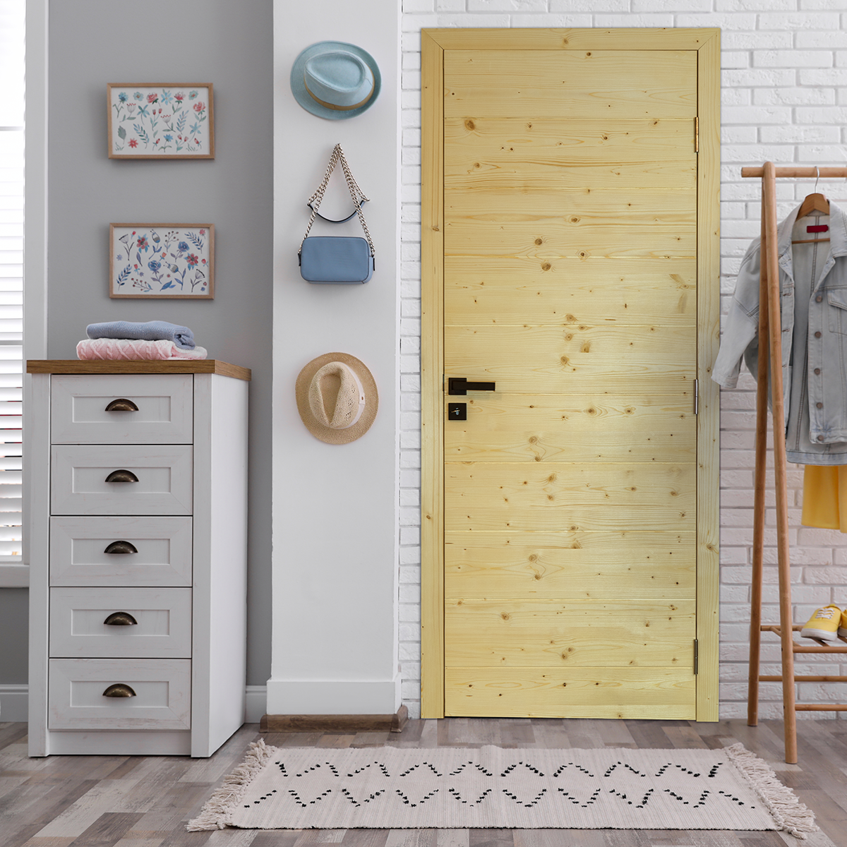 Bloc-porte fin de chantier épicéa Anna 204 x 73cm, poussant gauche - 3