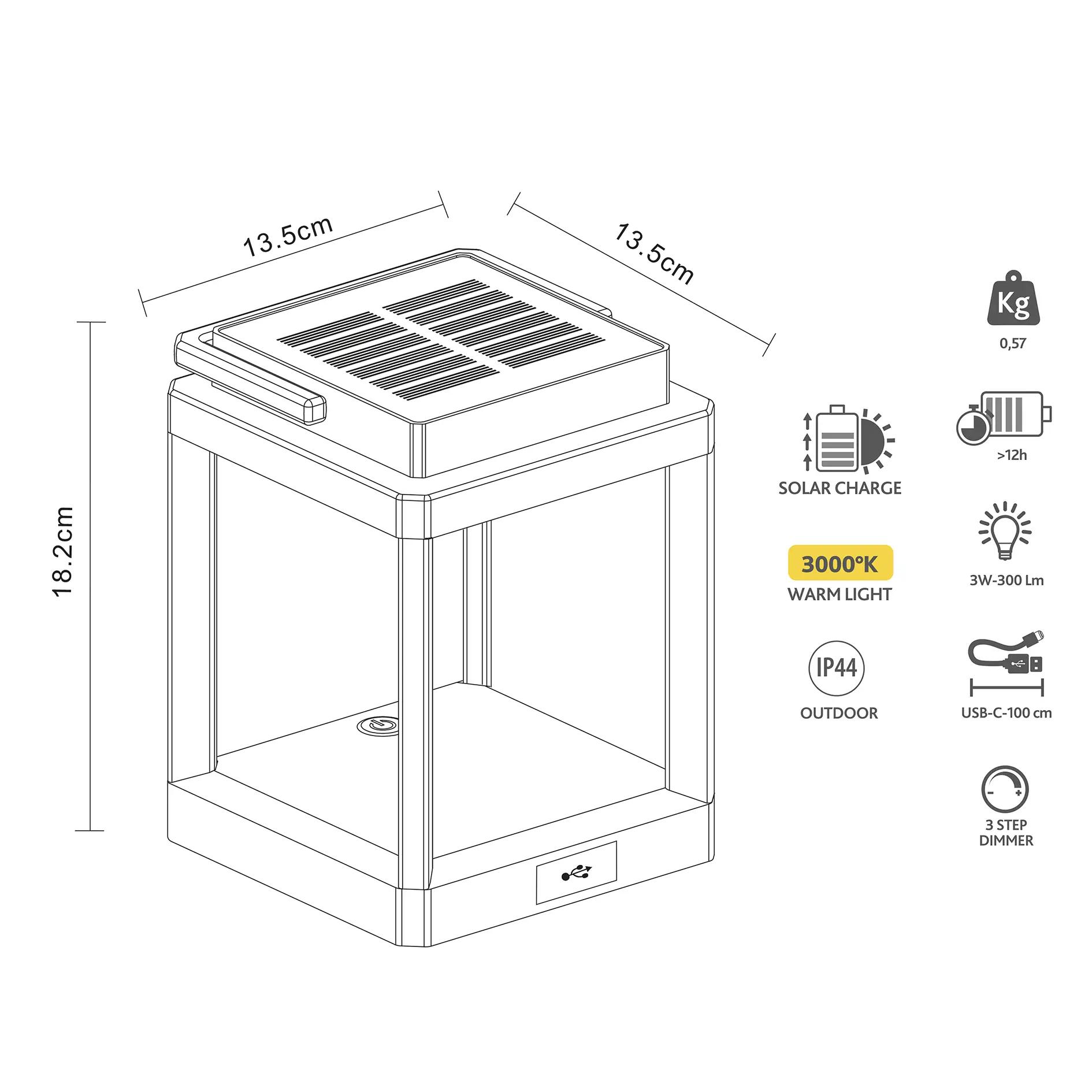 Lampada solare decorativa Sunny bianco, in abs, luce bianco caldodimmerabile - 5