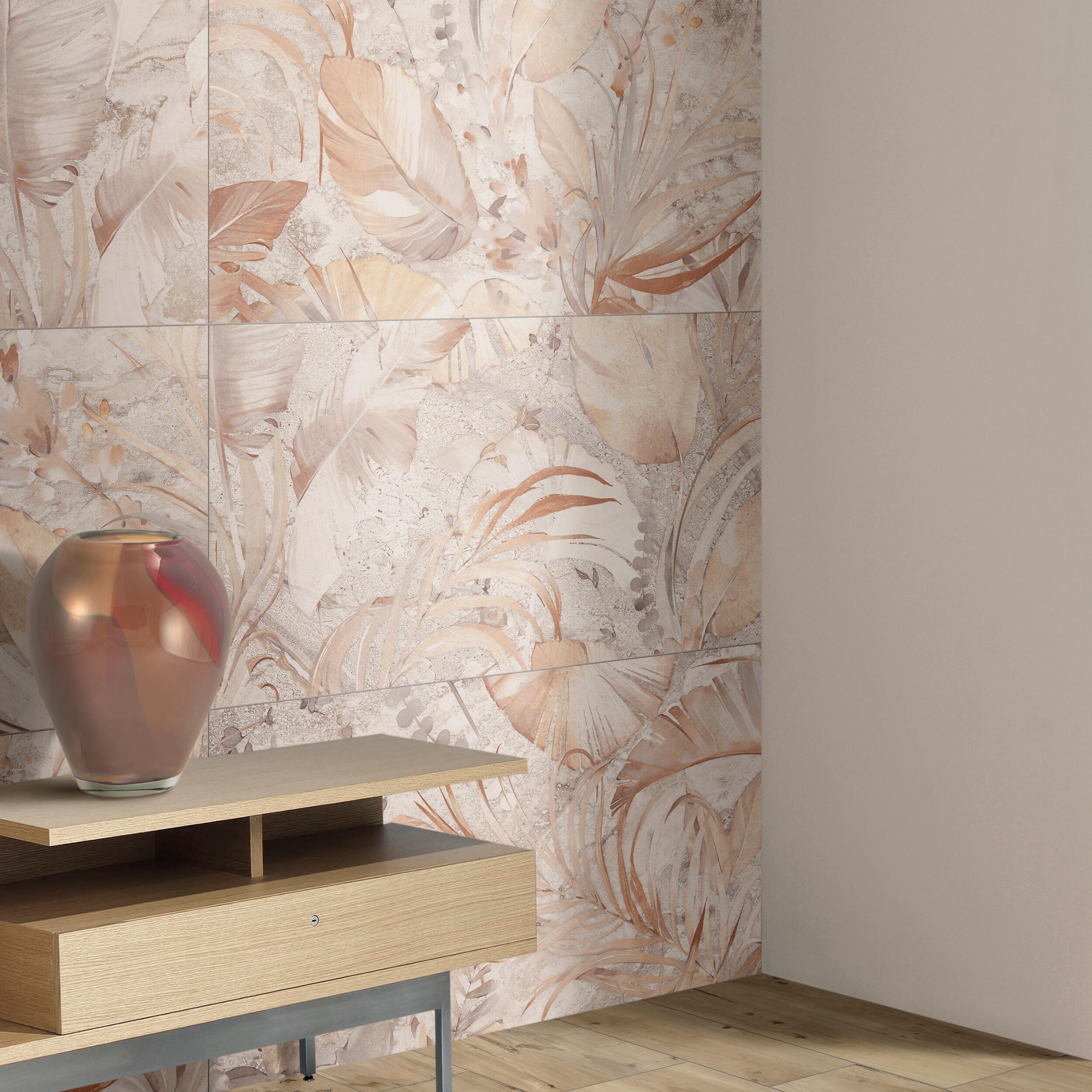 Azulejo porcelánico Ng Lombardia efecto papel pintado beige 120x60 cm ...