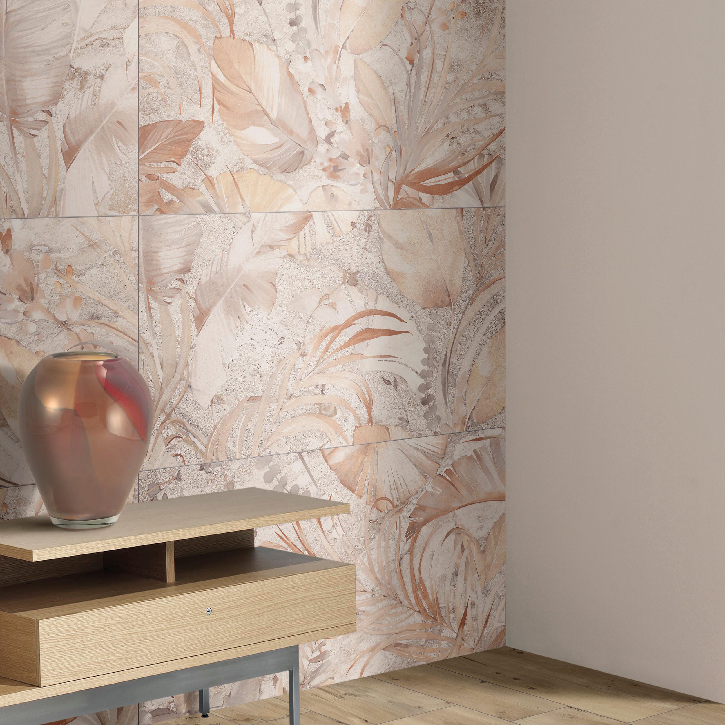 Azulejo porcelánico Ng Lombardia efecto papel pintado beige 120x60 cm ...