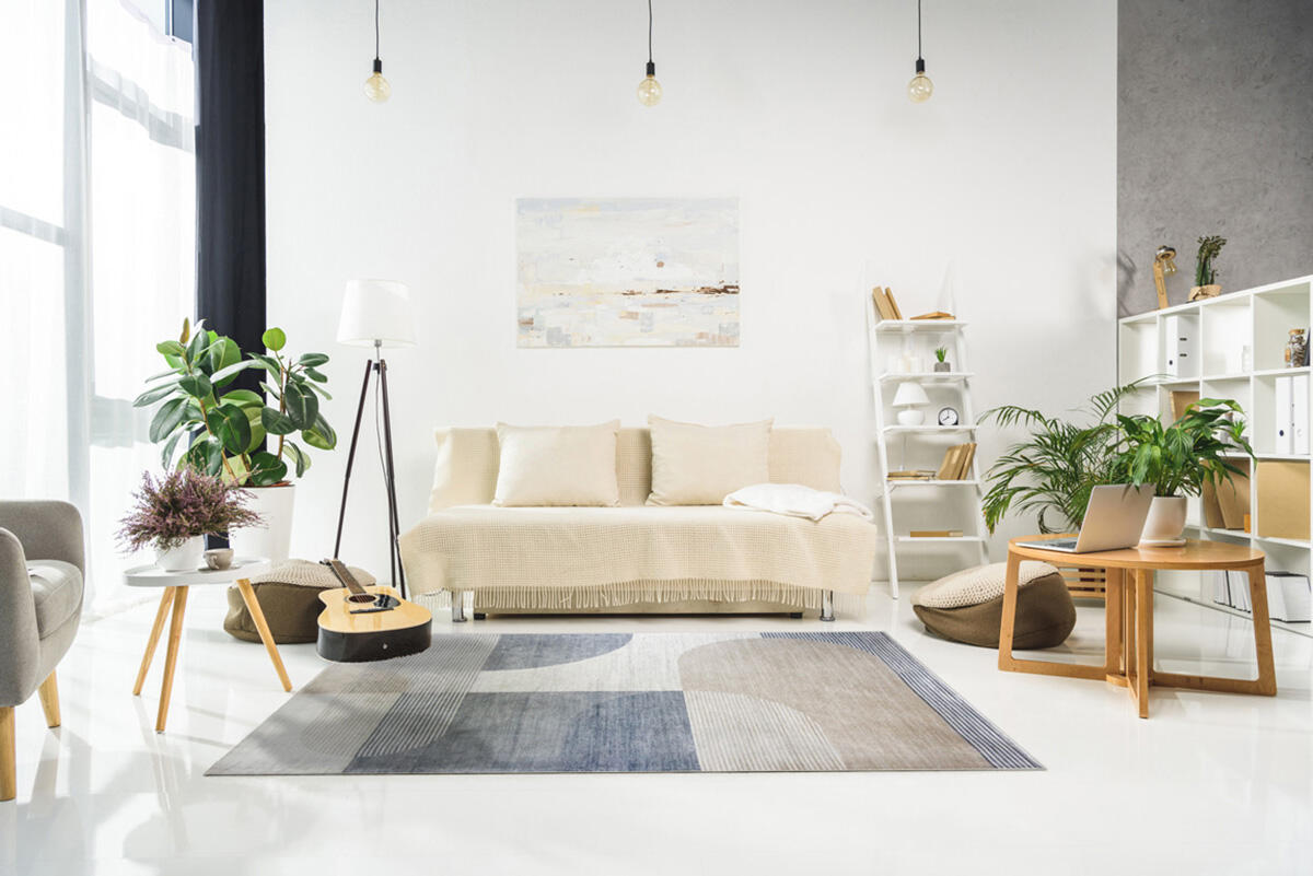 Tappeto Lotus moderno in viscosa, L 230 x L 160 cm, azzurro, grigio, beige - 4