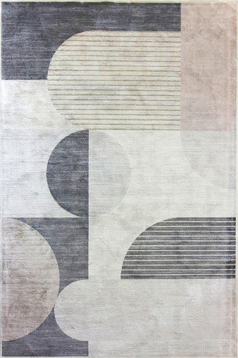 Tappeto Lotus moderno in viscosa, L 230 x L 160 cm, azzurro, grigio, beige - 5