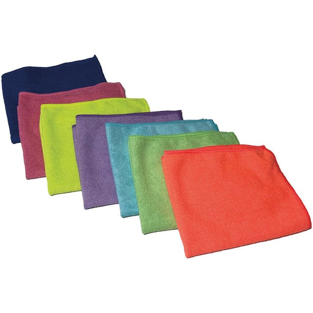 Lot de 7 chiffons microfibre recyclé multisurface, LISERÉ VERT