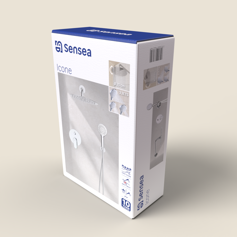 Kit de duche de encastrar para parede redondo cromado Sensea - 7