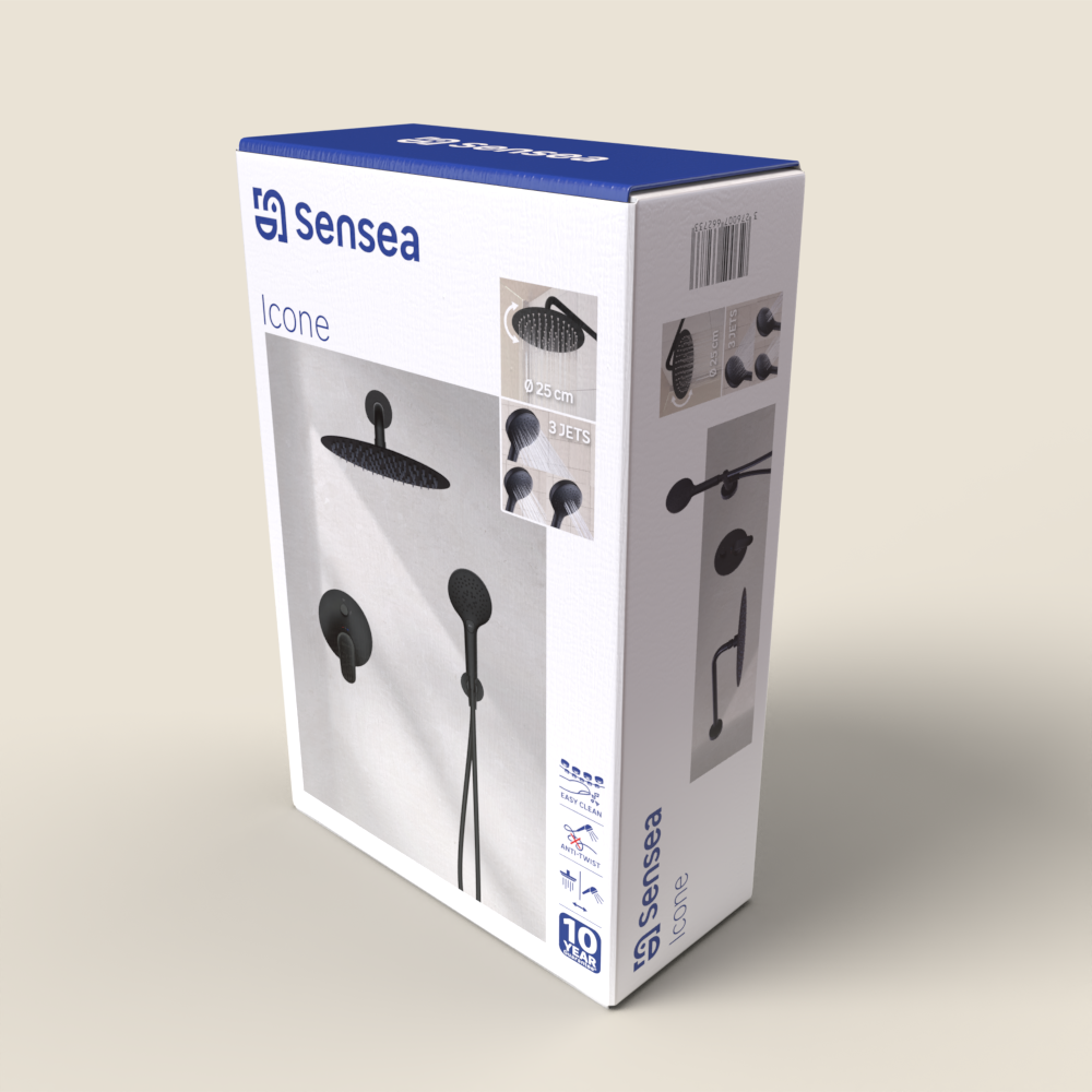 Kit de duche de encastre redondo preto Sensea Icone - 7