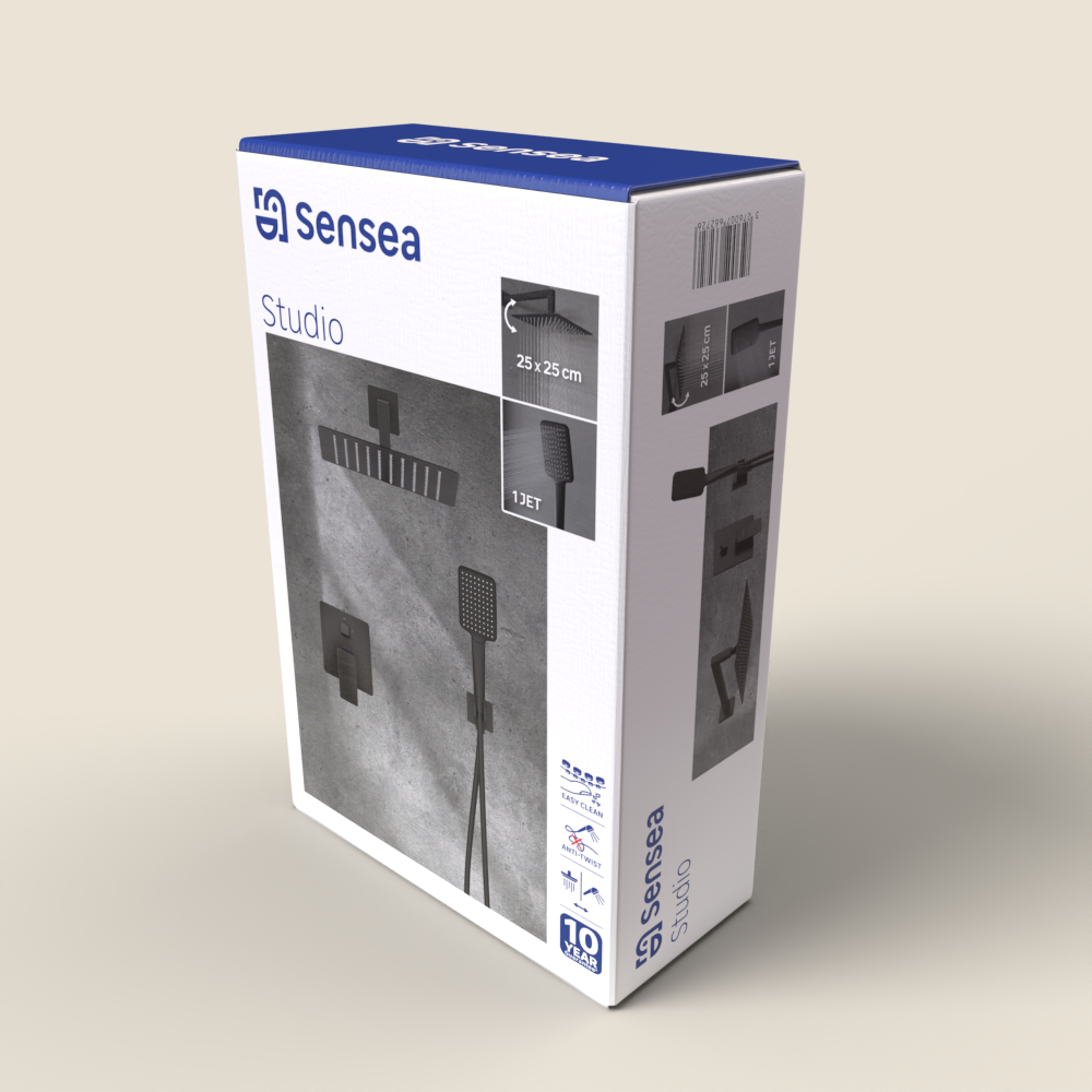 Kit de duche de encastre quadrado preto Sensea Studio - 7