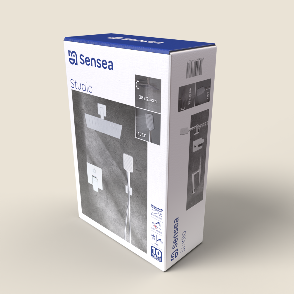 coluna de duche de embutur para parede quadrado cromado Sensea - 12