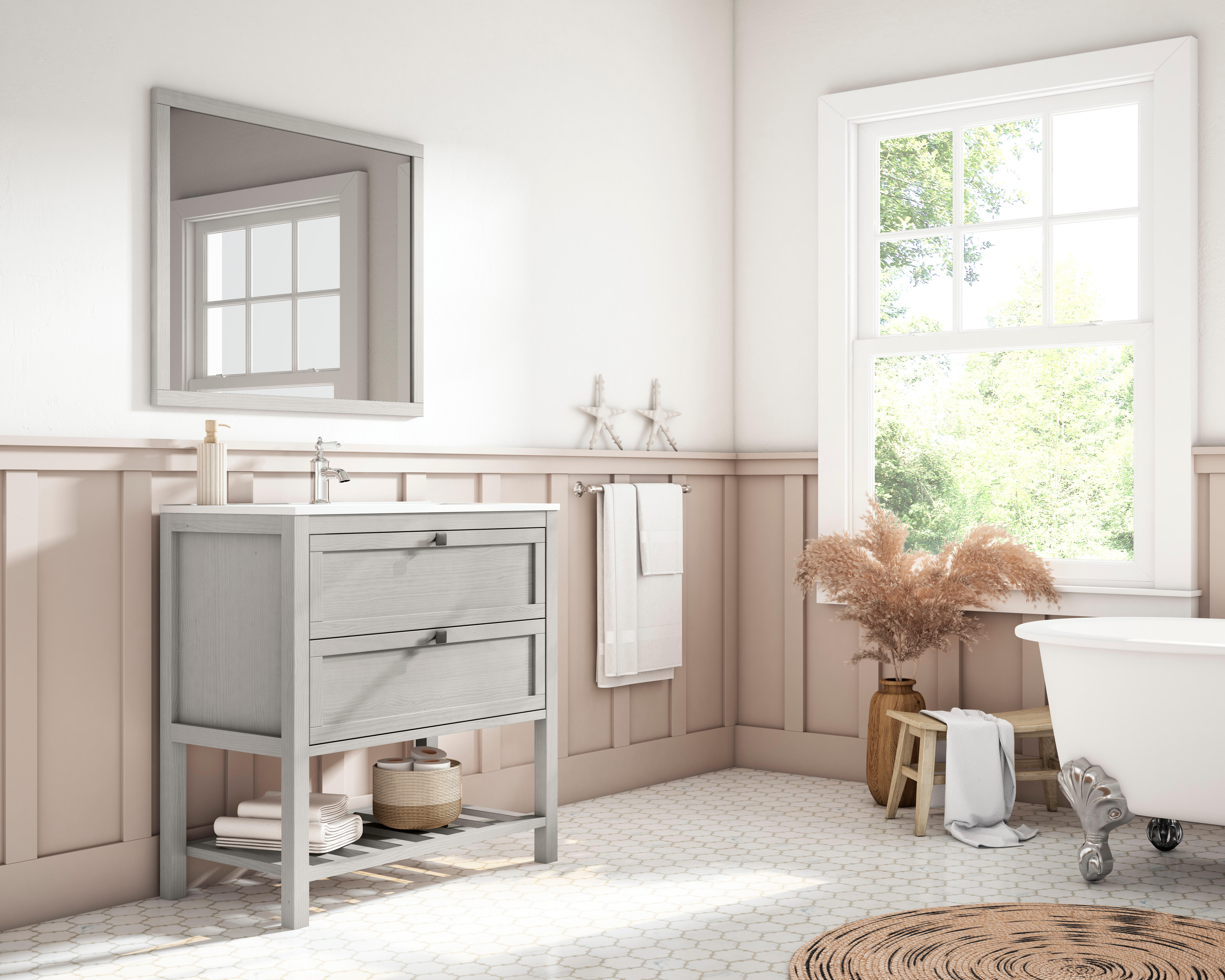 Mueble de baño con lavabo vintage gris 80x45 cm
