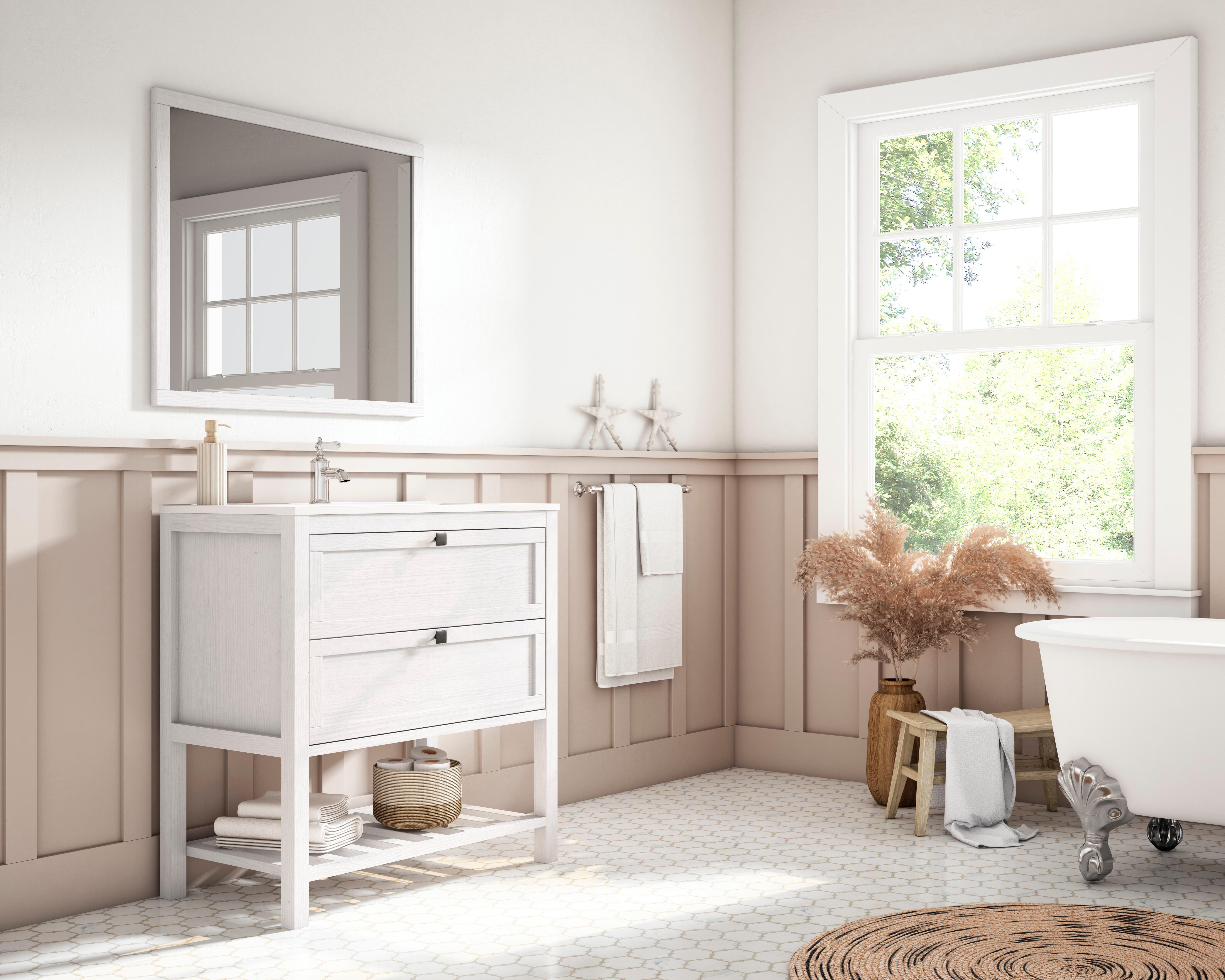 Mueble de baño con lavabo vintage blanco 80x45 cm