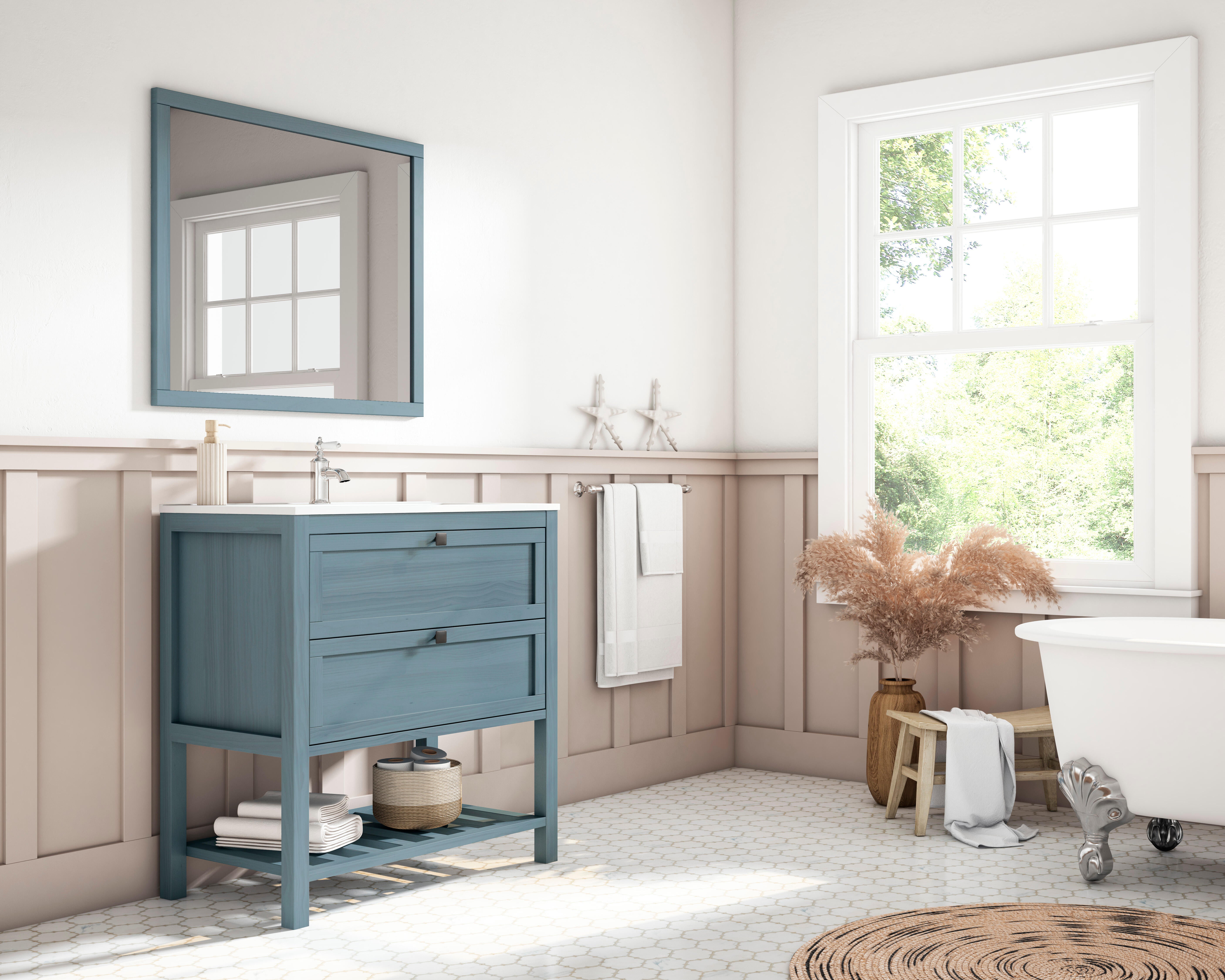 Mueble de baño con lavabo vintage azul 80x45 cm