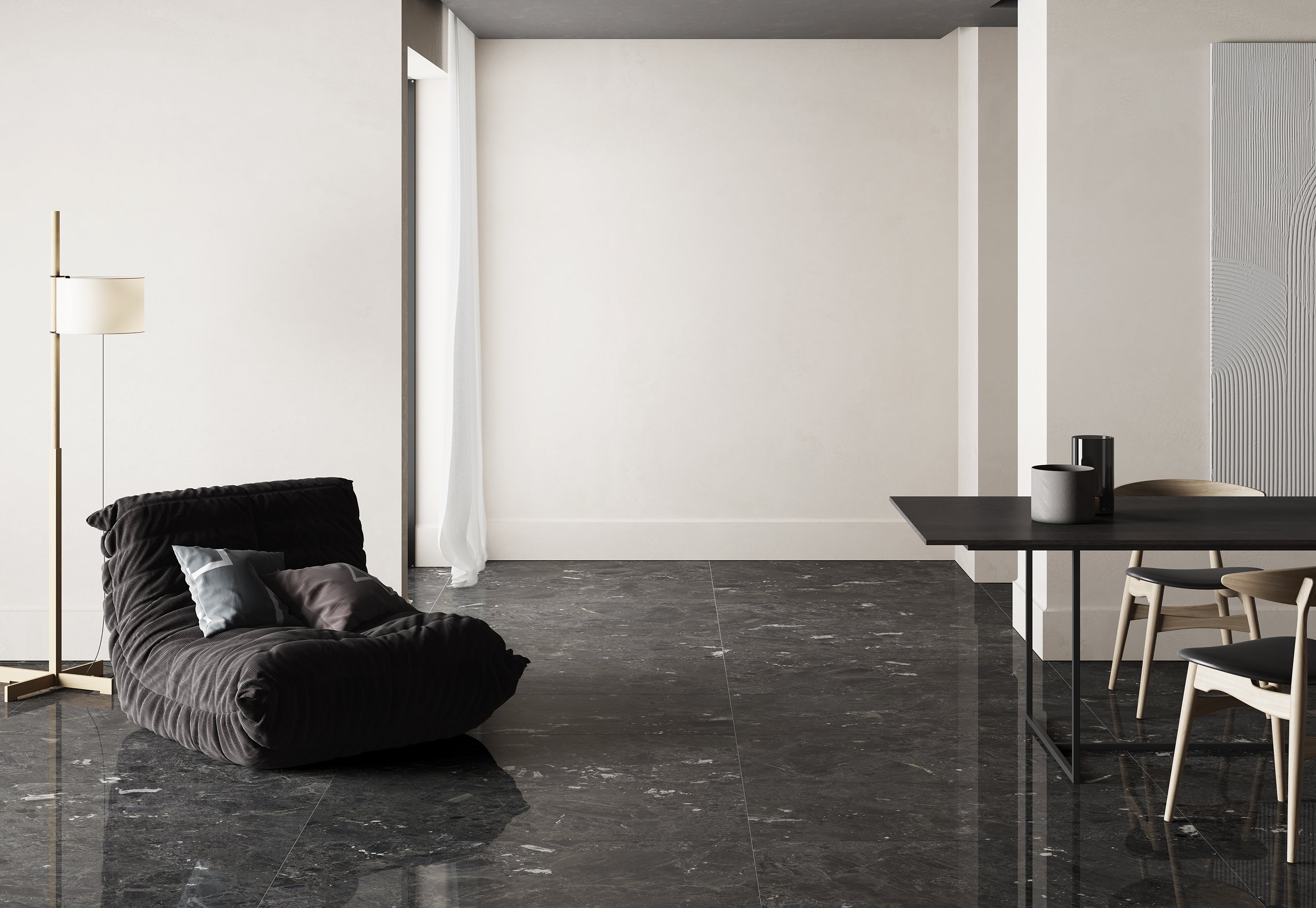 Suelo cerámico mystery efecto mármol negro premium 120x120 cm