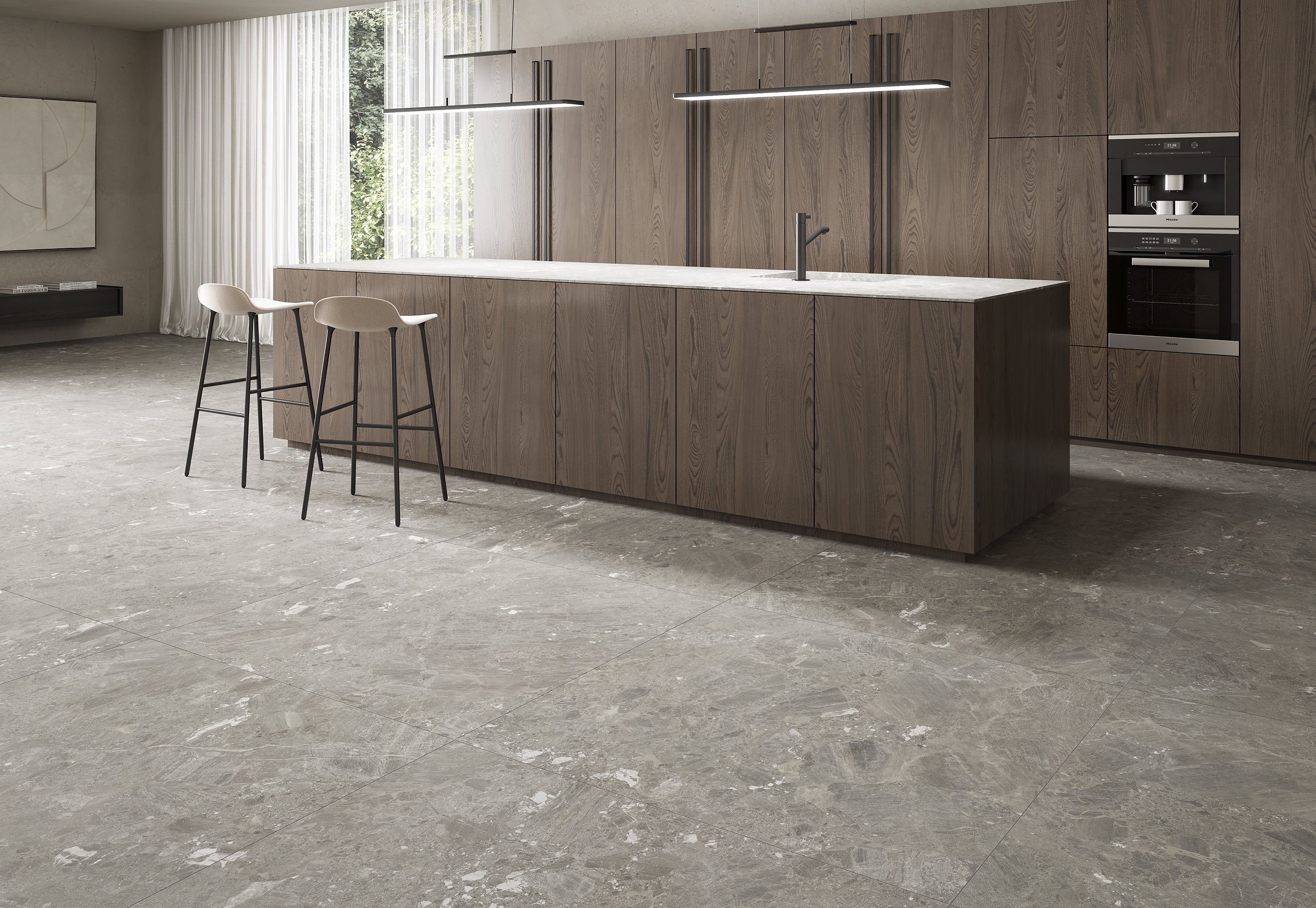 Suelo porcelánico mystery efecto mármol gris 120x120 cm c1