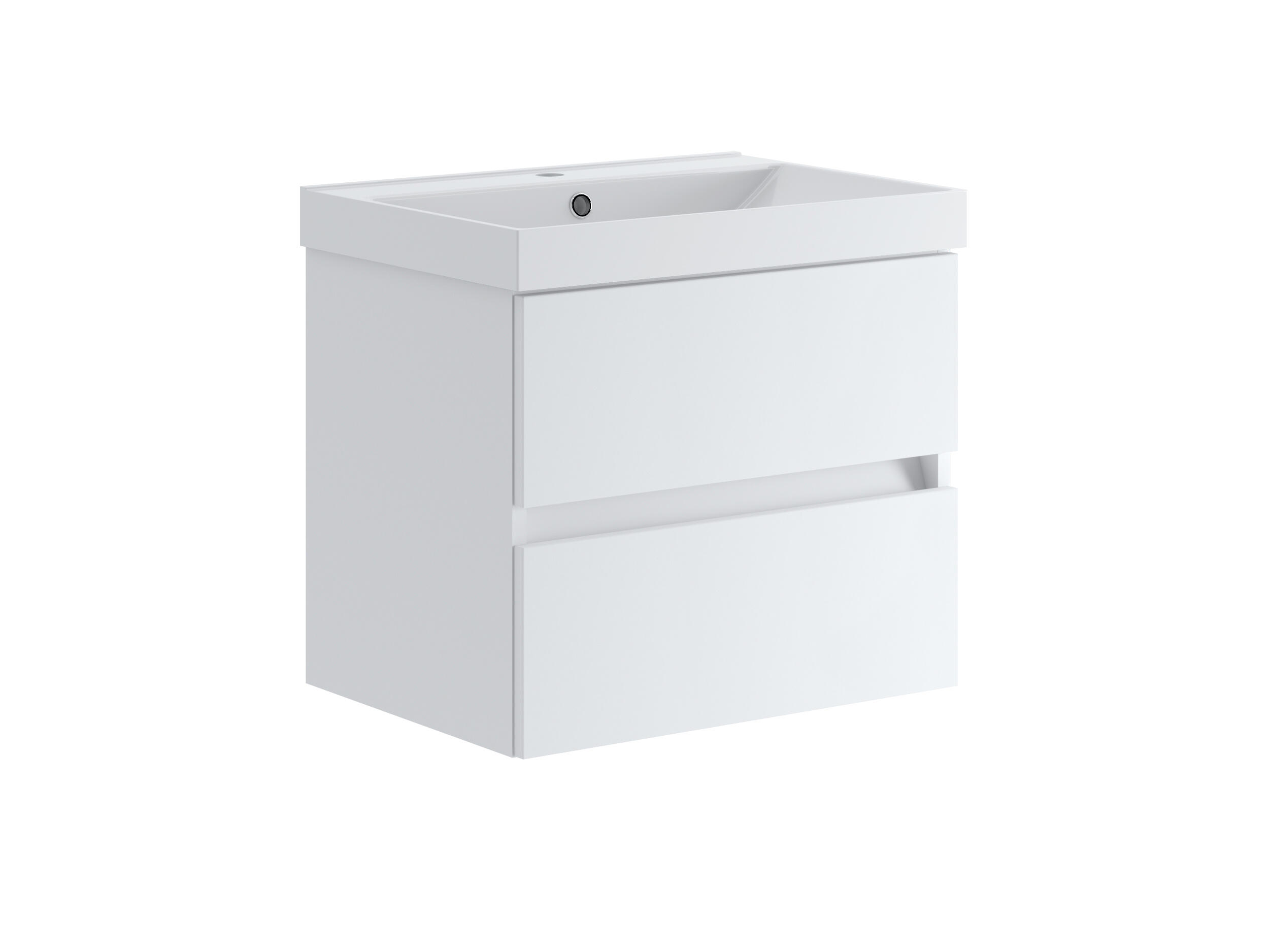 Mobile bagno sospeso con lavabo L 59.5 x H 50 x P 45.5 cm laccato opaco bianco 2 cassetti per vasca centrale Kora - 2